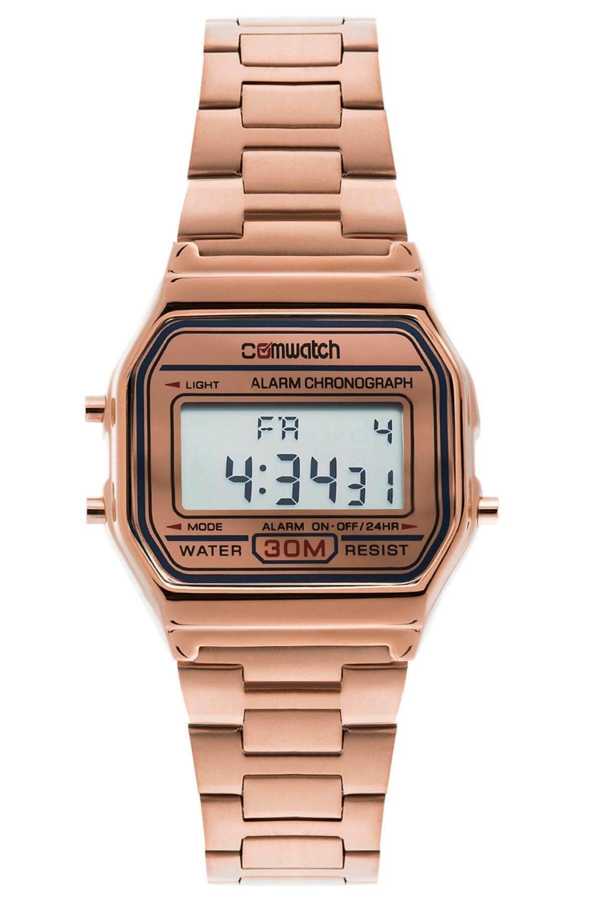 Comwatch Çelik Kordon Rose Renk Alarmlı Işıklı Kronometreli Unisex Dijital Kol Saati Cw2017m-rrr