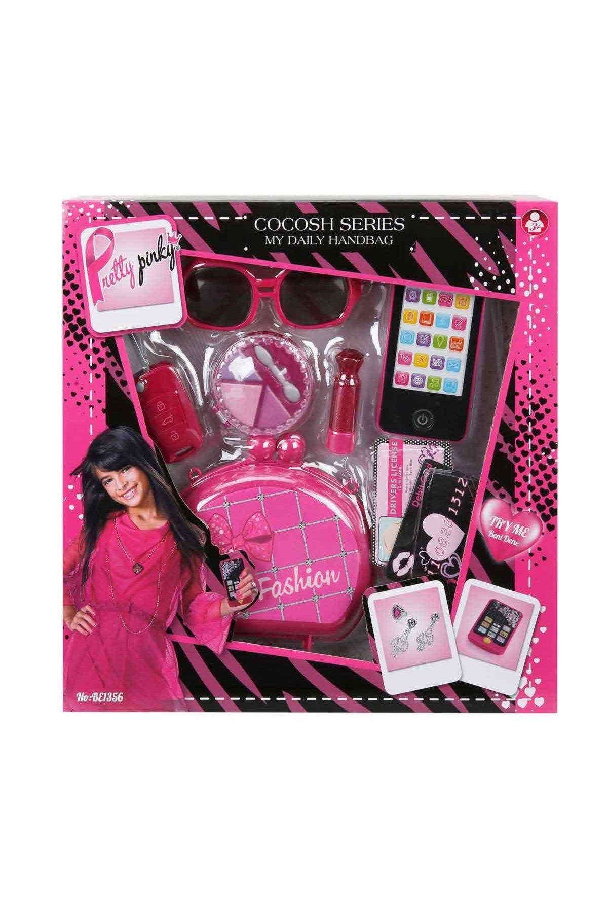Tower Toys Pretty Pinky Oyuncak Çantalı Telefonlu Anahtarlı Güzellik Makyaj Kız Oyun Seti