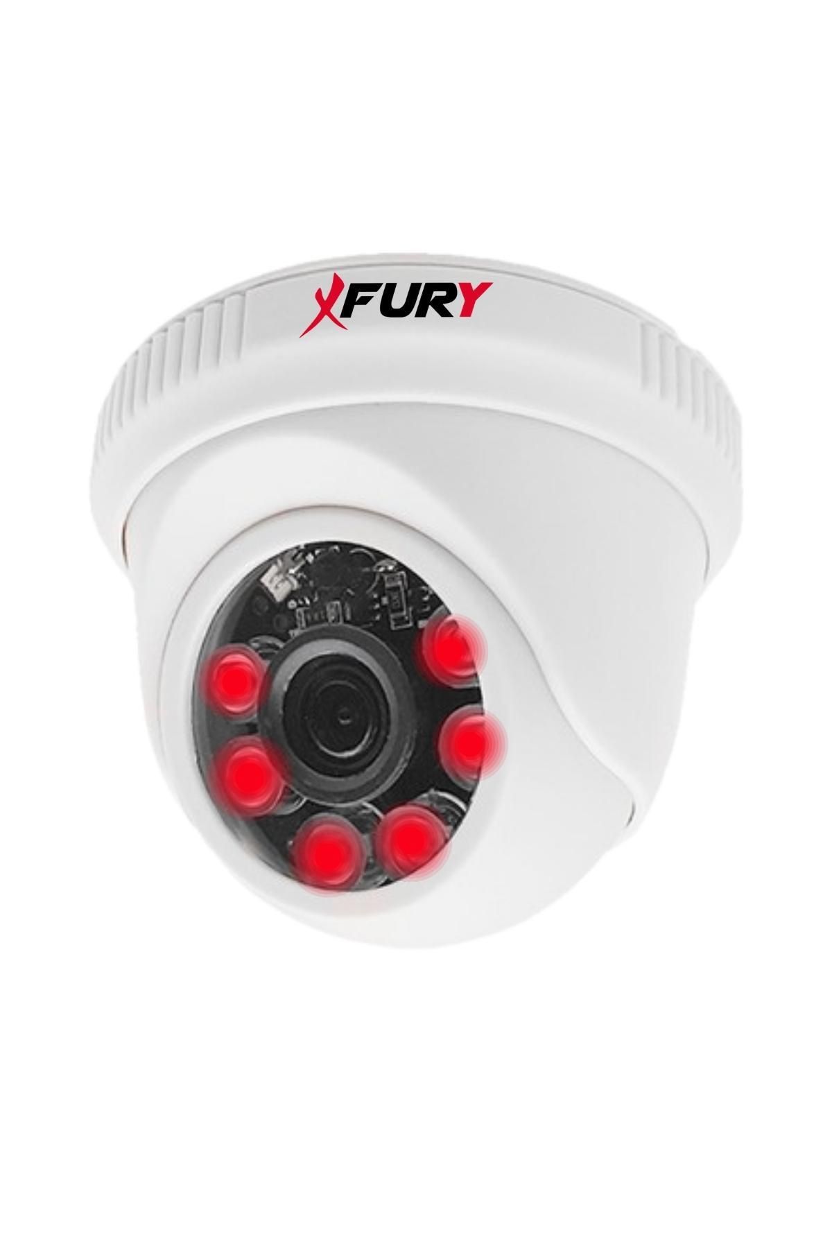 FURY 5mp 3.6mm Lensli 1080p 2mp Görüntü 6 Atom Led Gece Görüşlü İç Mekan Full Hd Güvenlik Kamerası 1412A