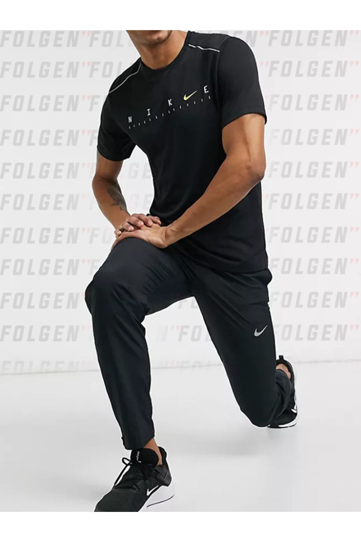 Nike Dri-FIT Run Stripe Woven Pant Siyah Erkek Eşofman Altı