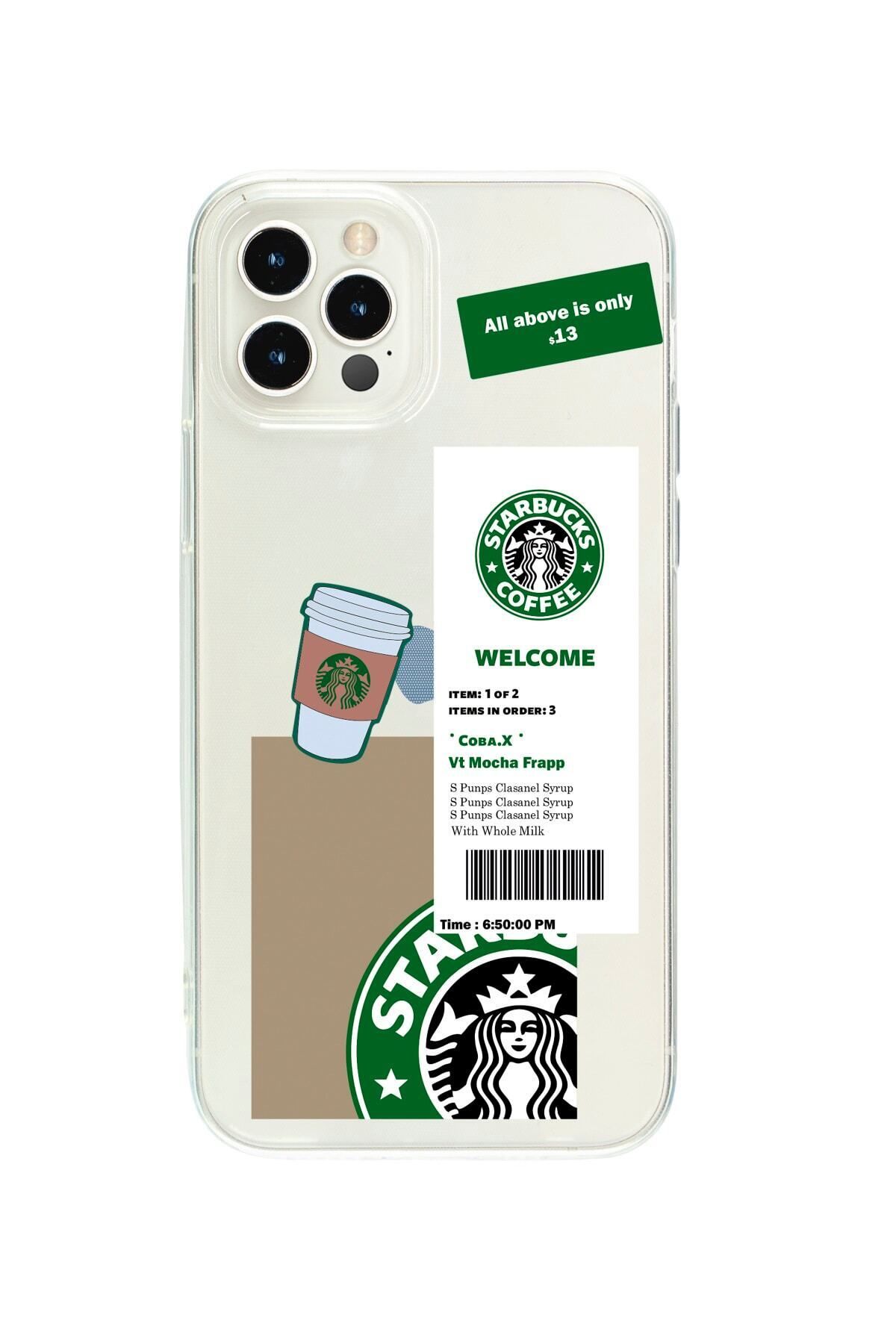 butikcase Iphone 15 Pro Kahve Sticker Desenli Şeffaf Telefon Kılıfı