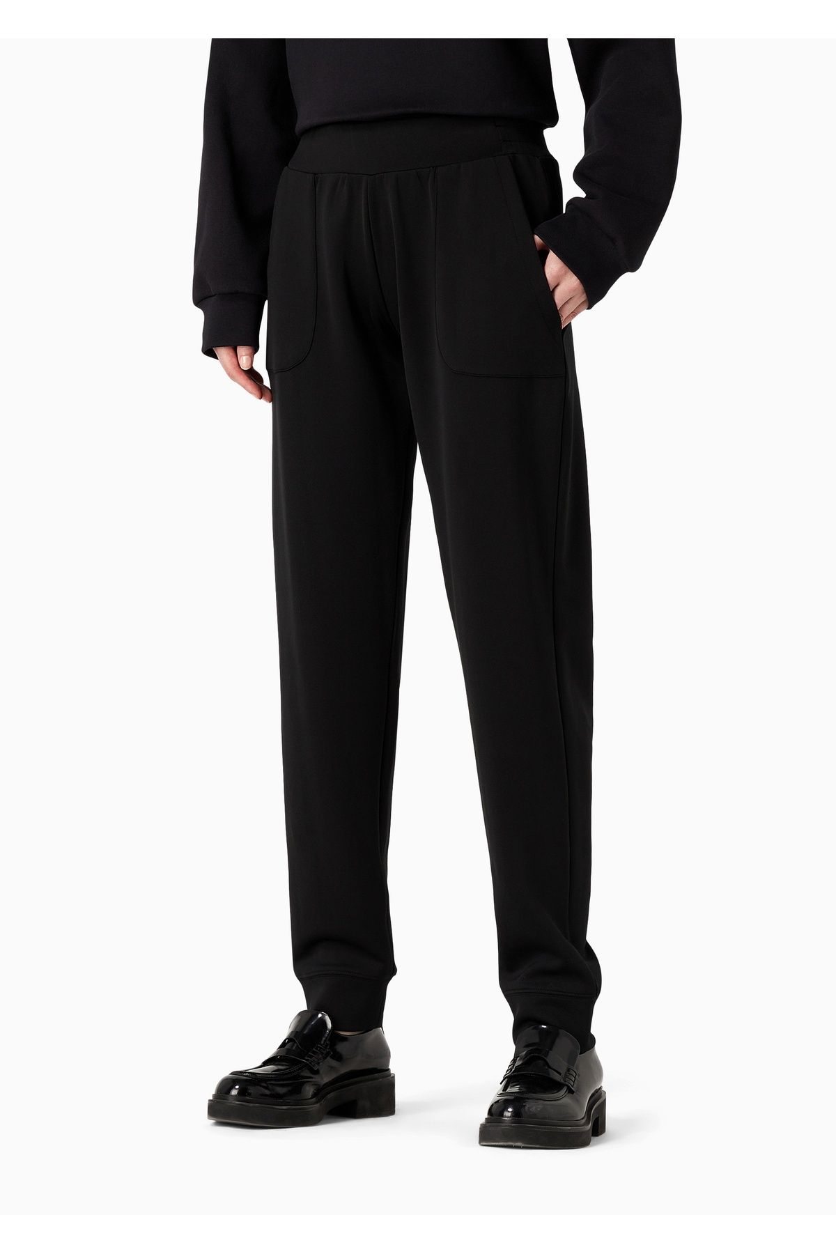 Emporio Armani Kadın Marka Logolu Pamuklu Normal Kalıp Günlük Siyah Pantolon 6R2P7D 2JXGZ-0999