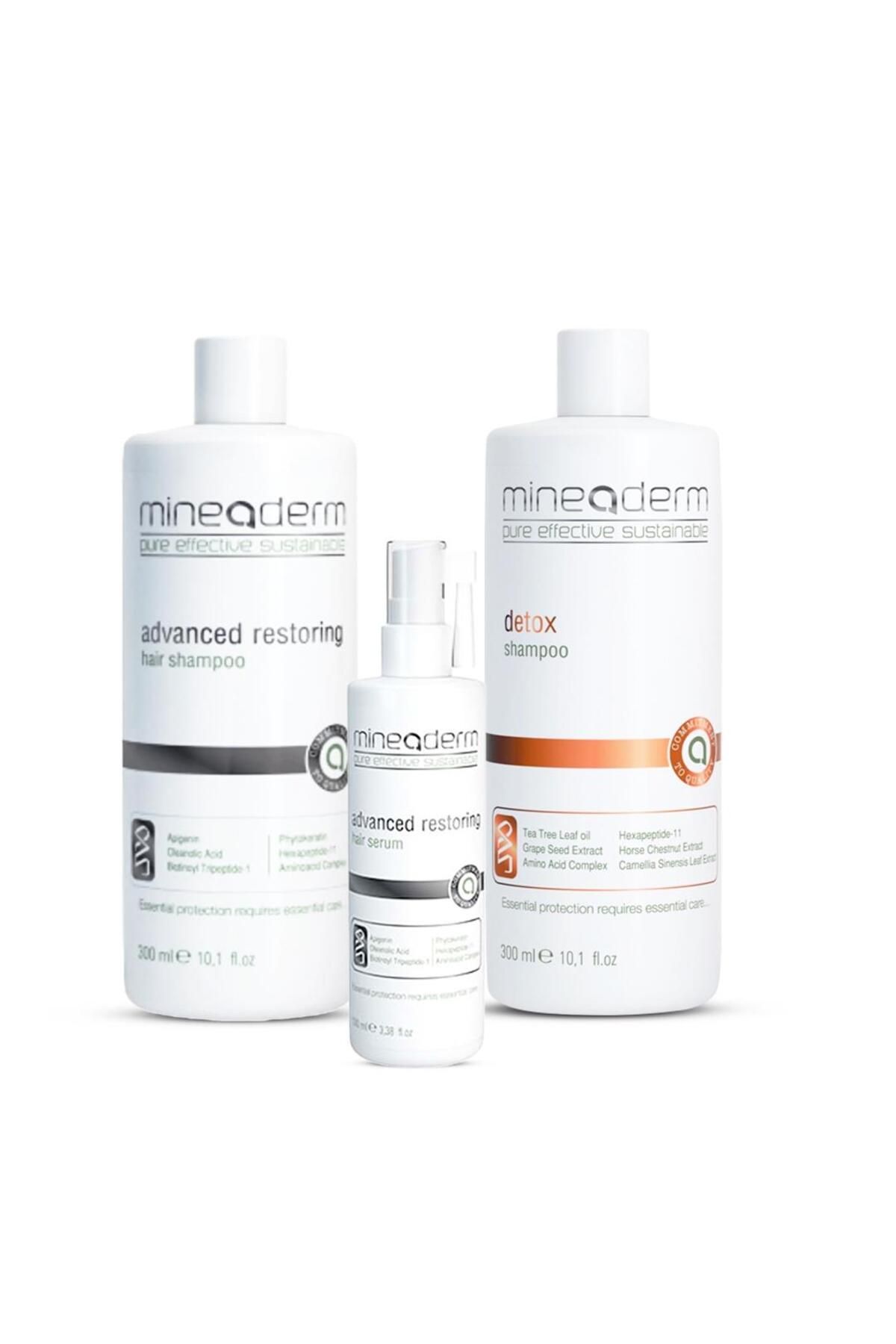 mineaderm Advanced Restoring Hair Serum 100 ml+Advanced Restoring Shampoo+ Detox Şampuanı 300 ml