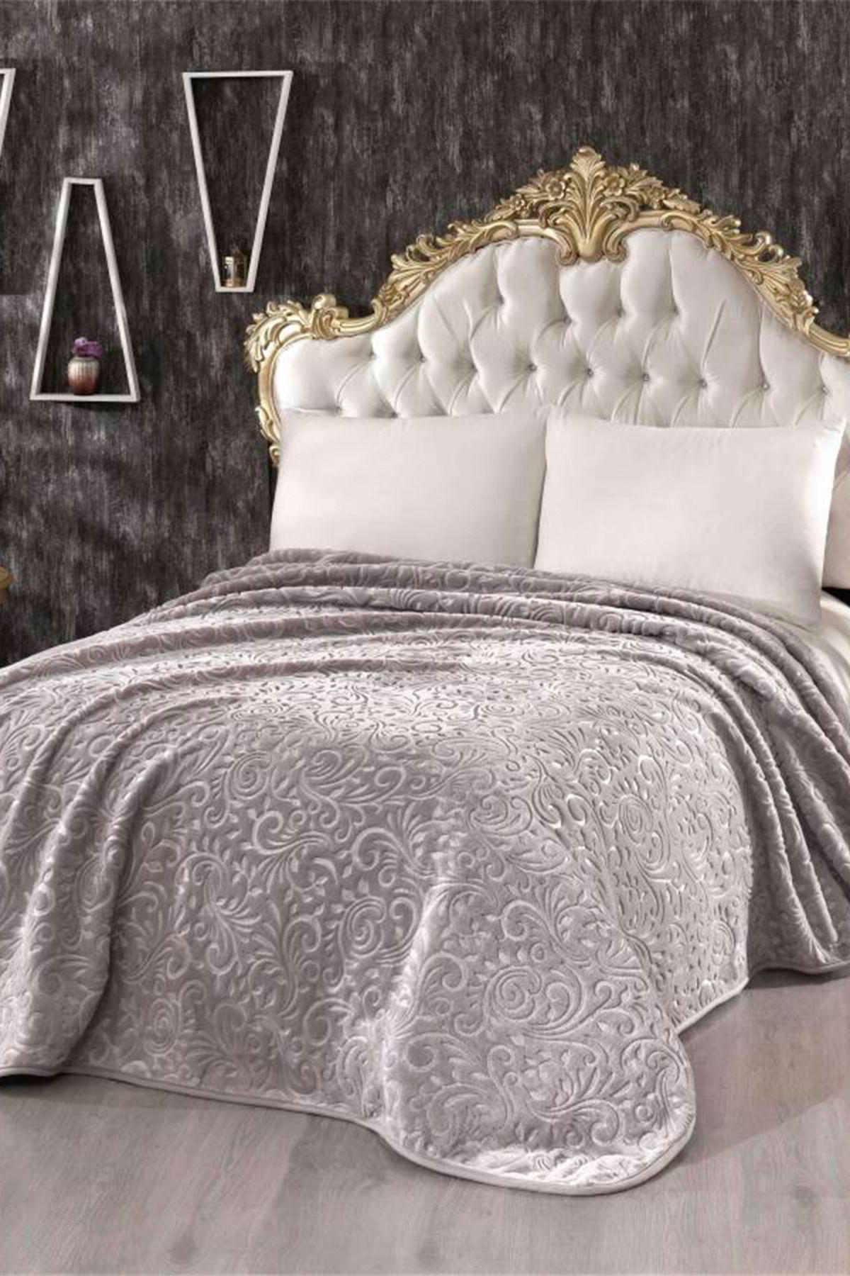 MİNK Mink Daisy 516 Gümüş Çift Kişilik Battaniye/Yatak Örtüsü 220*240 cm