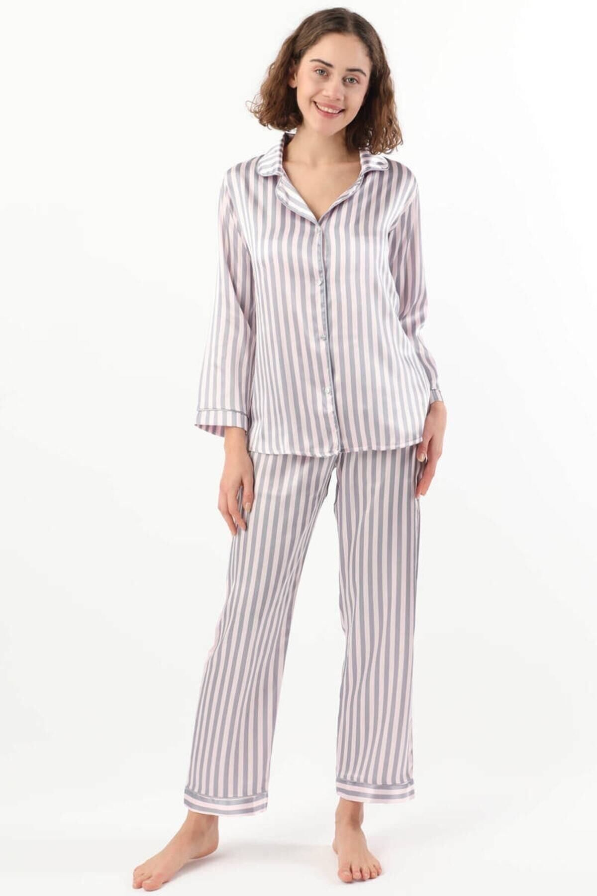 Nilay Kadın Çizgili Pijama Takımı