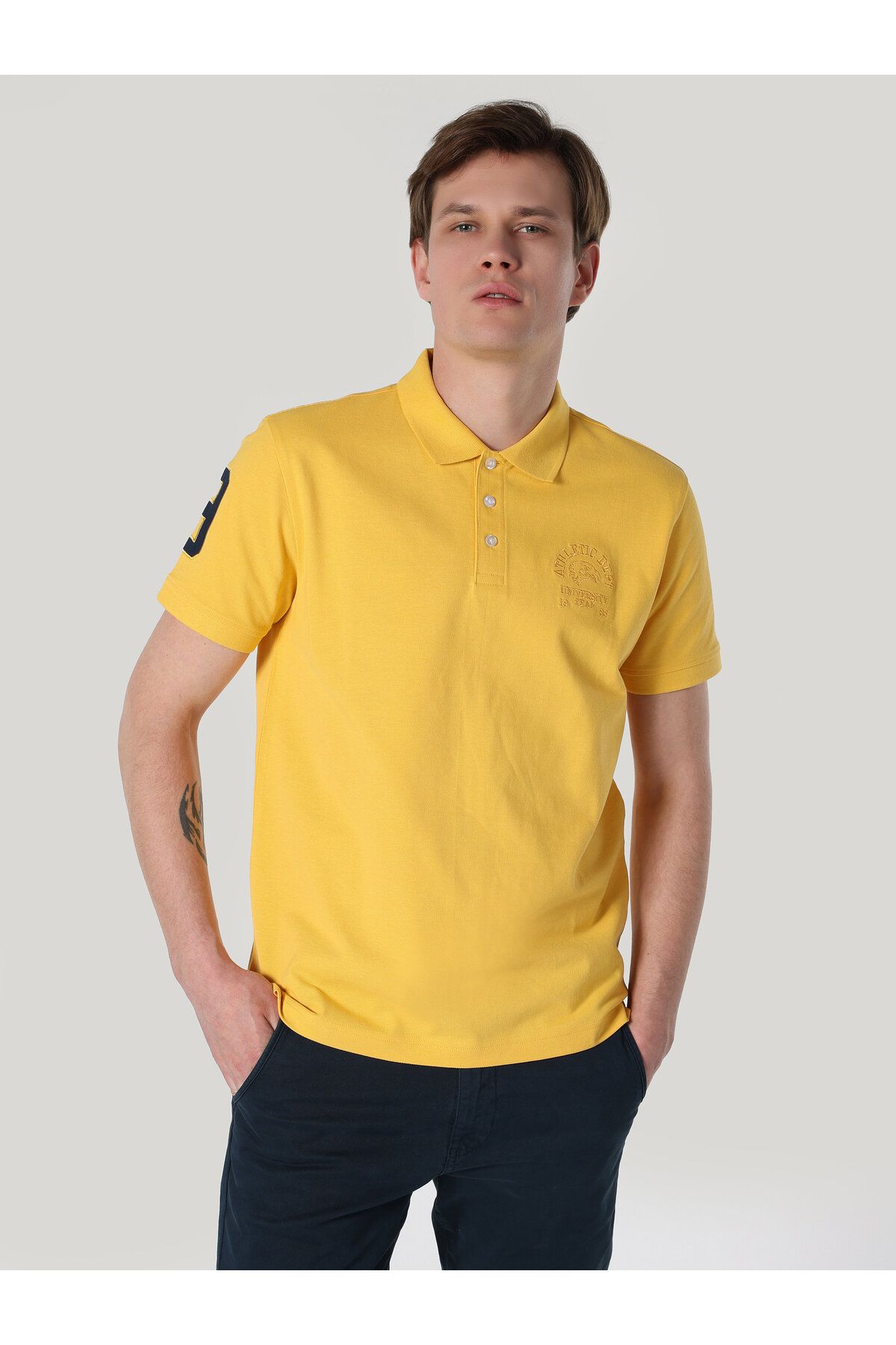 Colin’s Regular Fit Baskılı Sarı Erkek Polo Yaka Kısa Kol Tişört