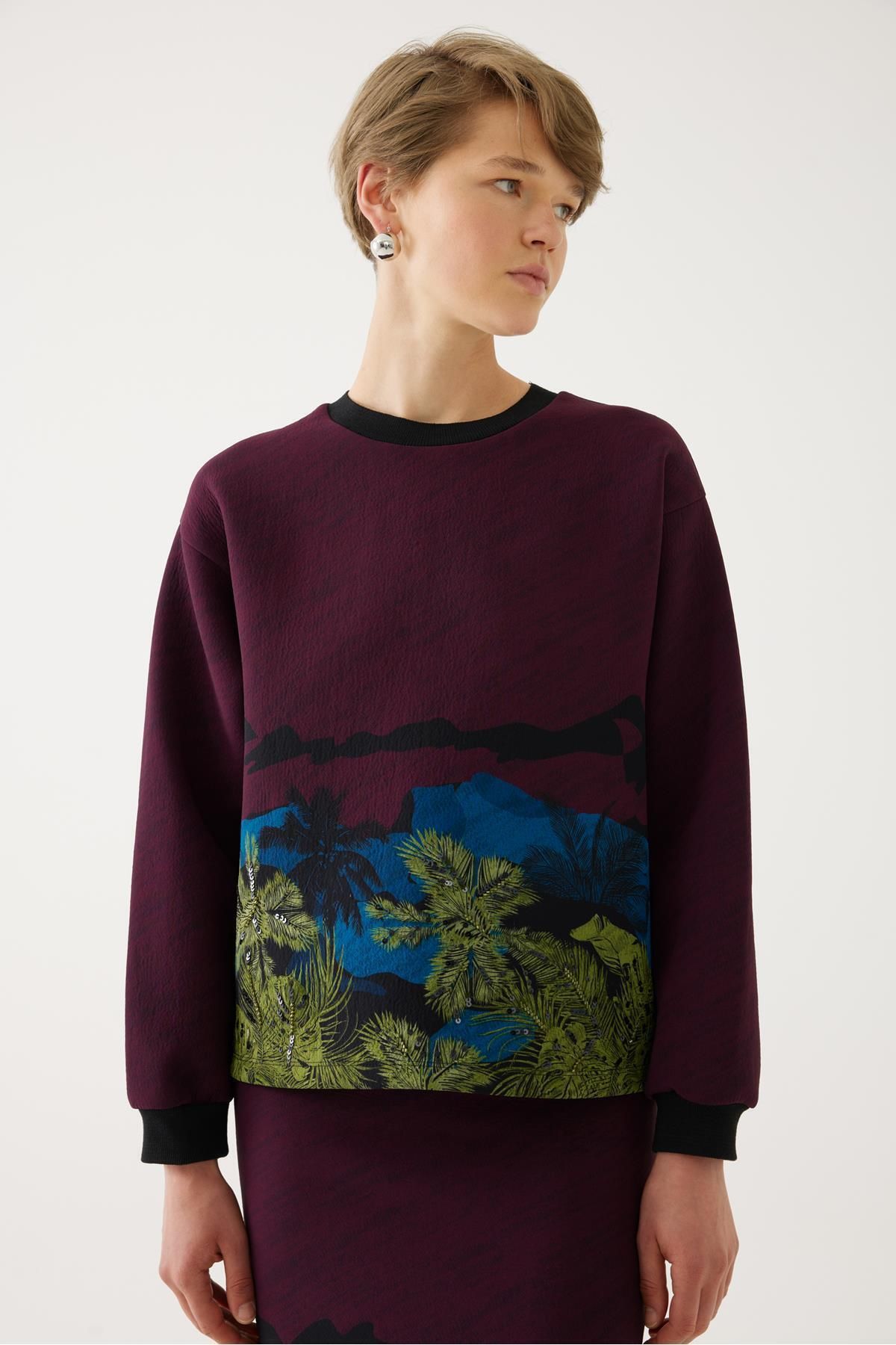 Exquise Renkli Desenli Sweatshirt