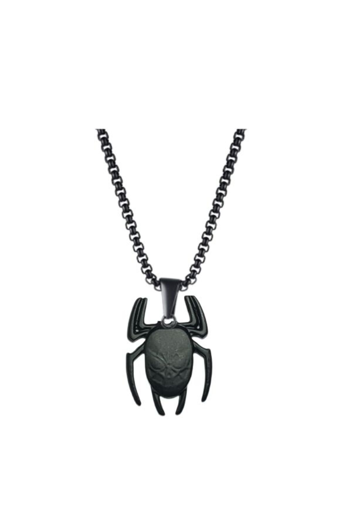 Black Point Örümcek Adam Spiderman -Kabartmalı Örümcek Figür 3 boyutlu çelik kolye hediye