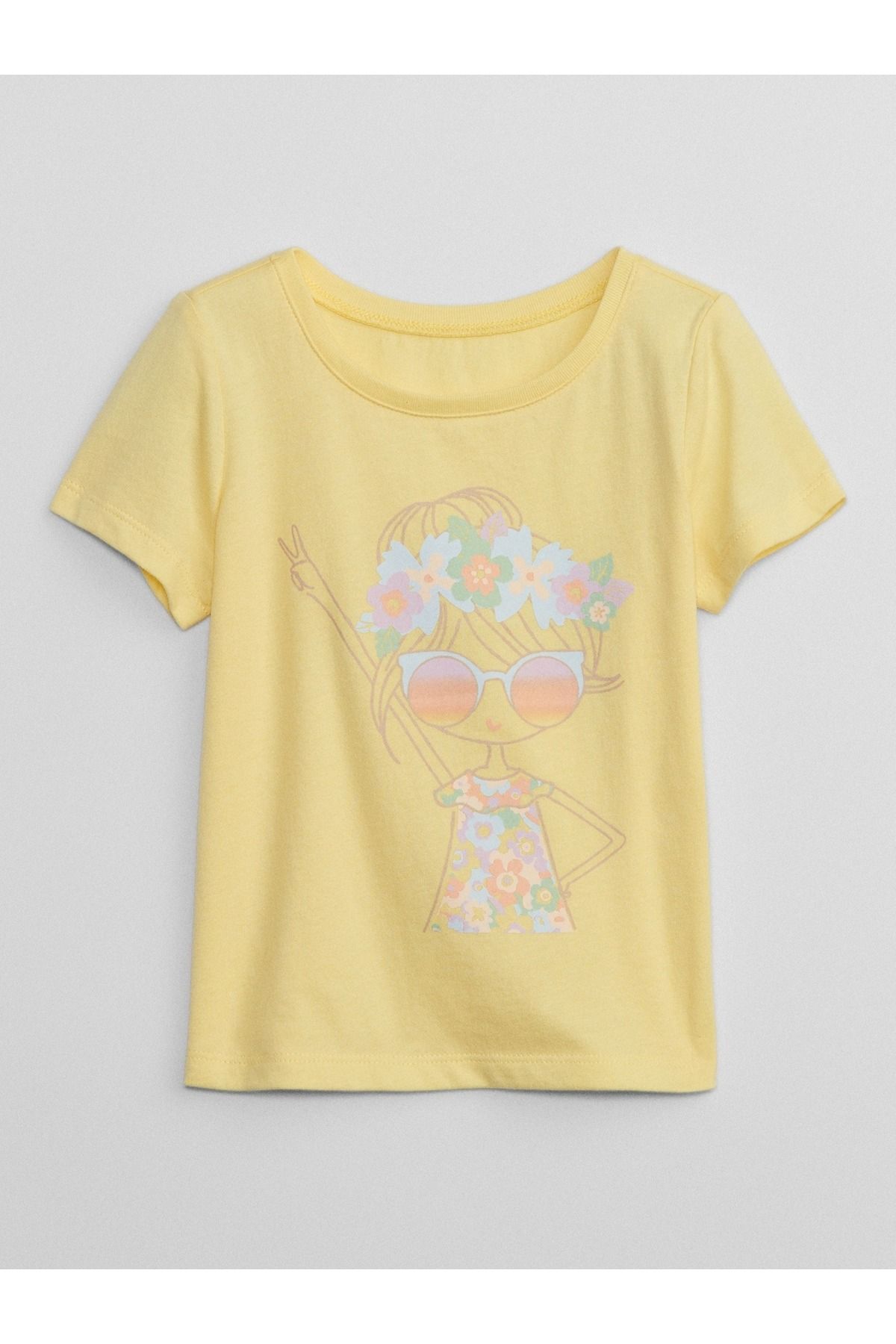 GAP Kız Bebek Sarı Grafik Baskılı T-shirt