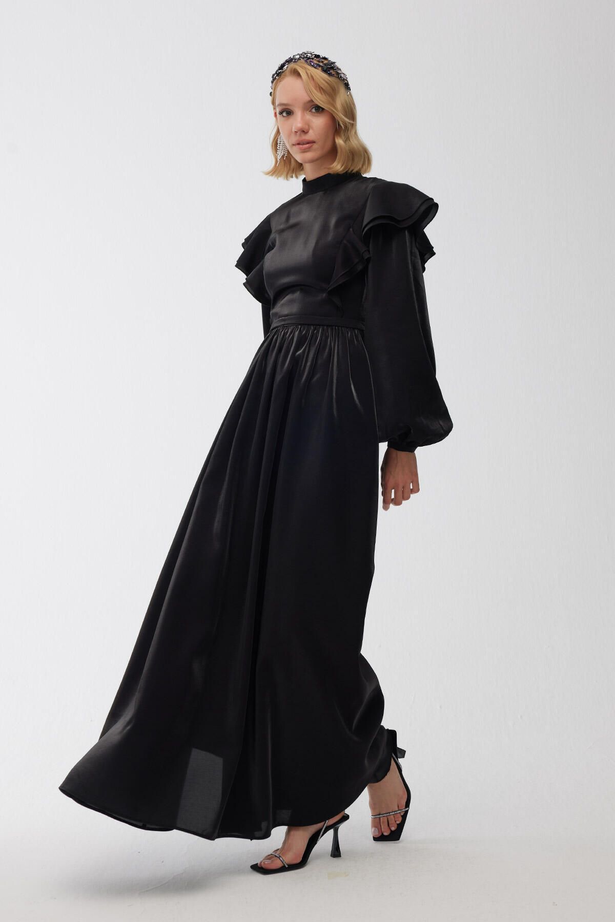 Manuka Işıltılı Grace Abiye Elbise Siyah