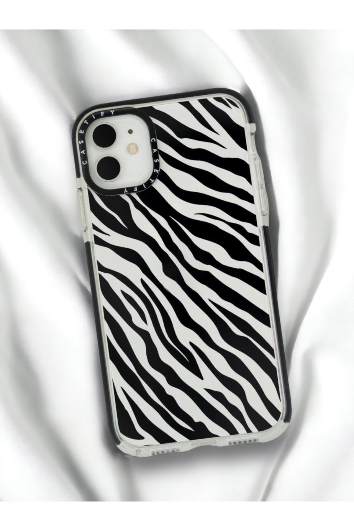 mooodcase Iphone 11 Casetify Zebra Pattern Anti Shock Premium Silikonlu Siyah Kenar Detaylı Telefon Kılıfı