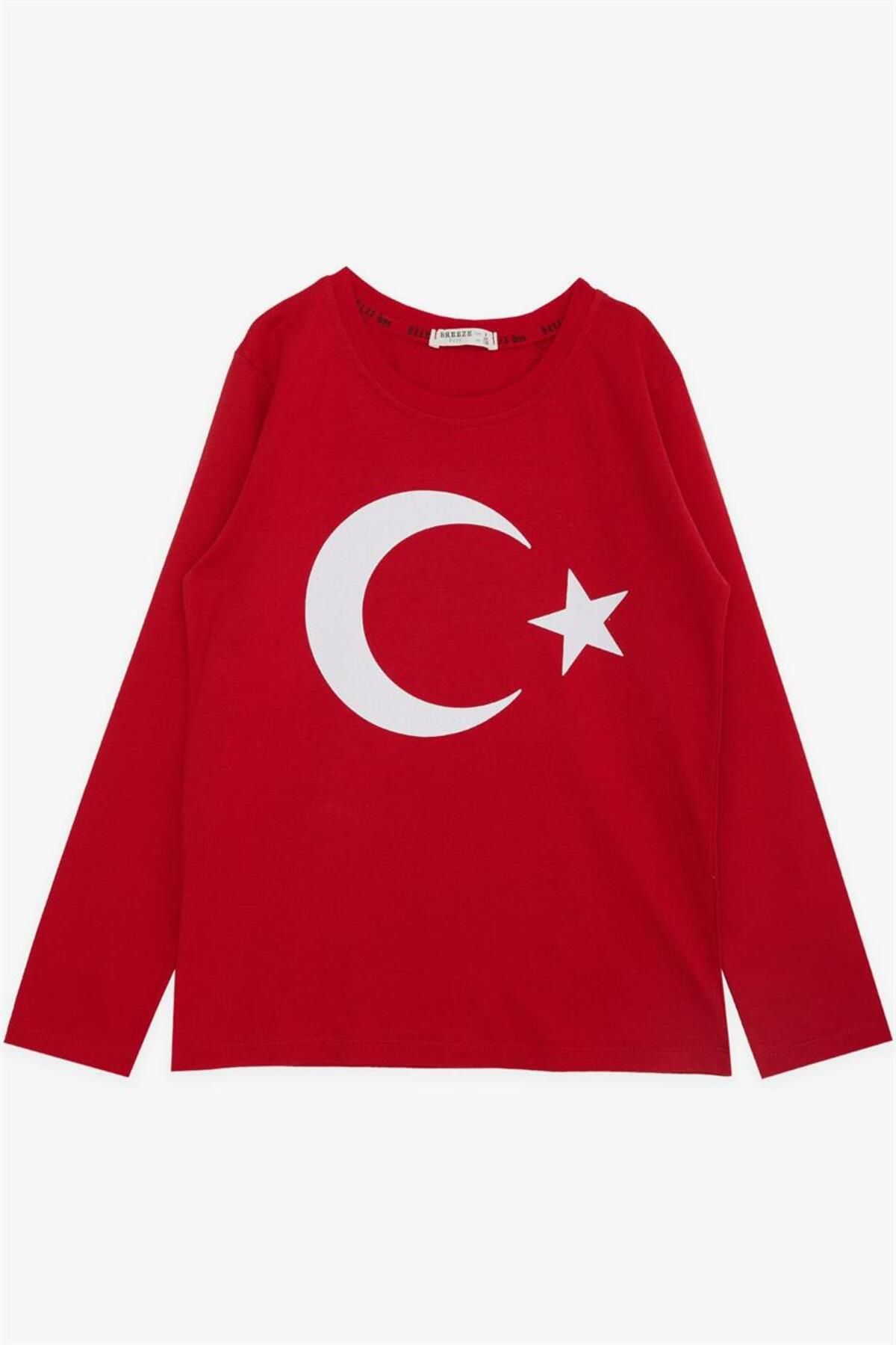 Breeze Çocuk Uzun Kollu Tişört Türk Bayraklı Kırmızı