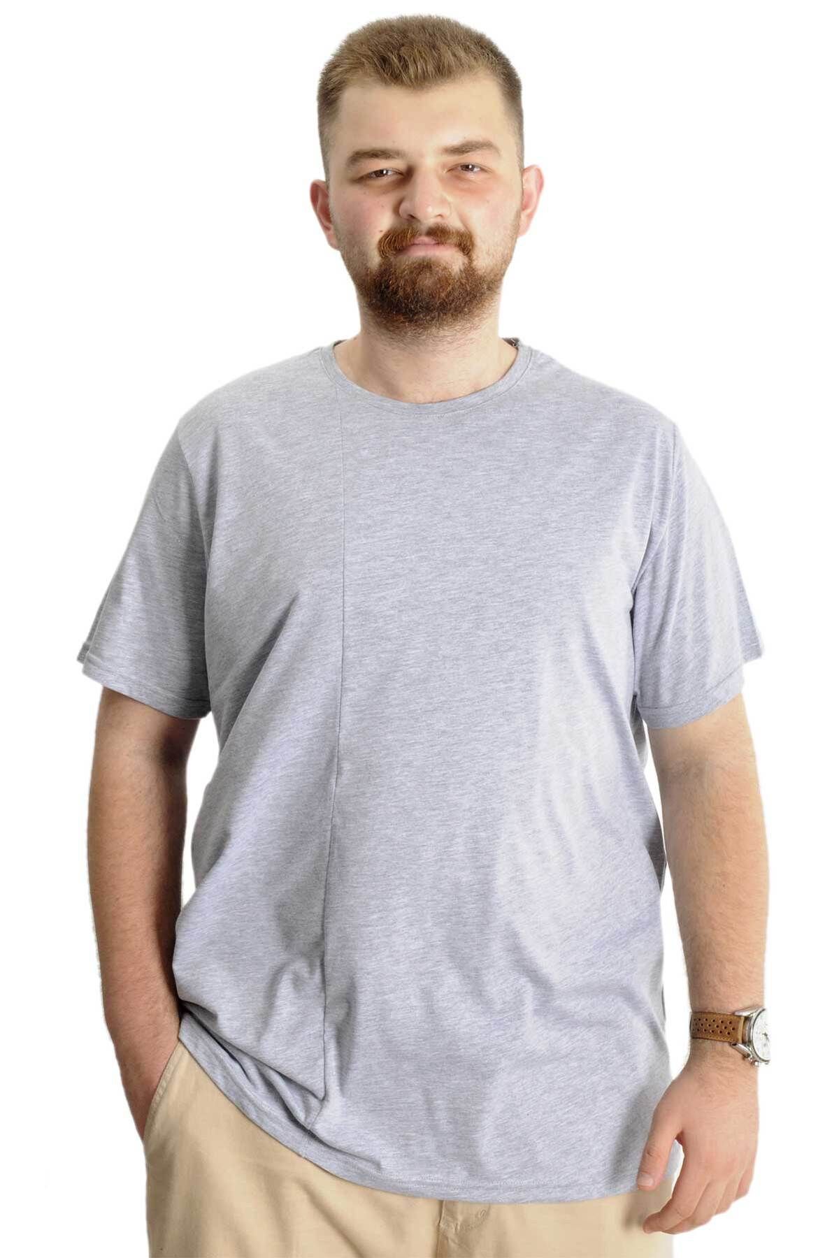 Modexl Mode Xl Büyük Beden Erkek T-shirt Bis Yaka Fragmented 23133 Grimelanj