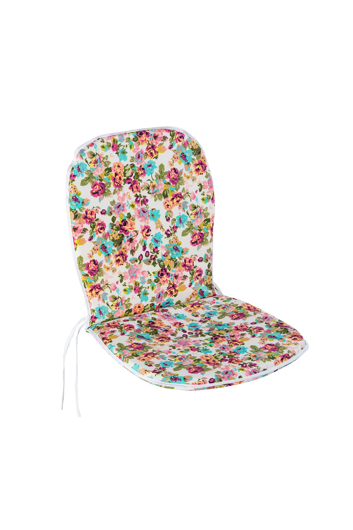 Homedius Lilia Pembe Çiçekli Sırtlıklı Sandalye Minderi