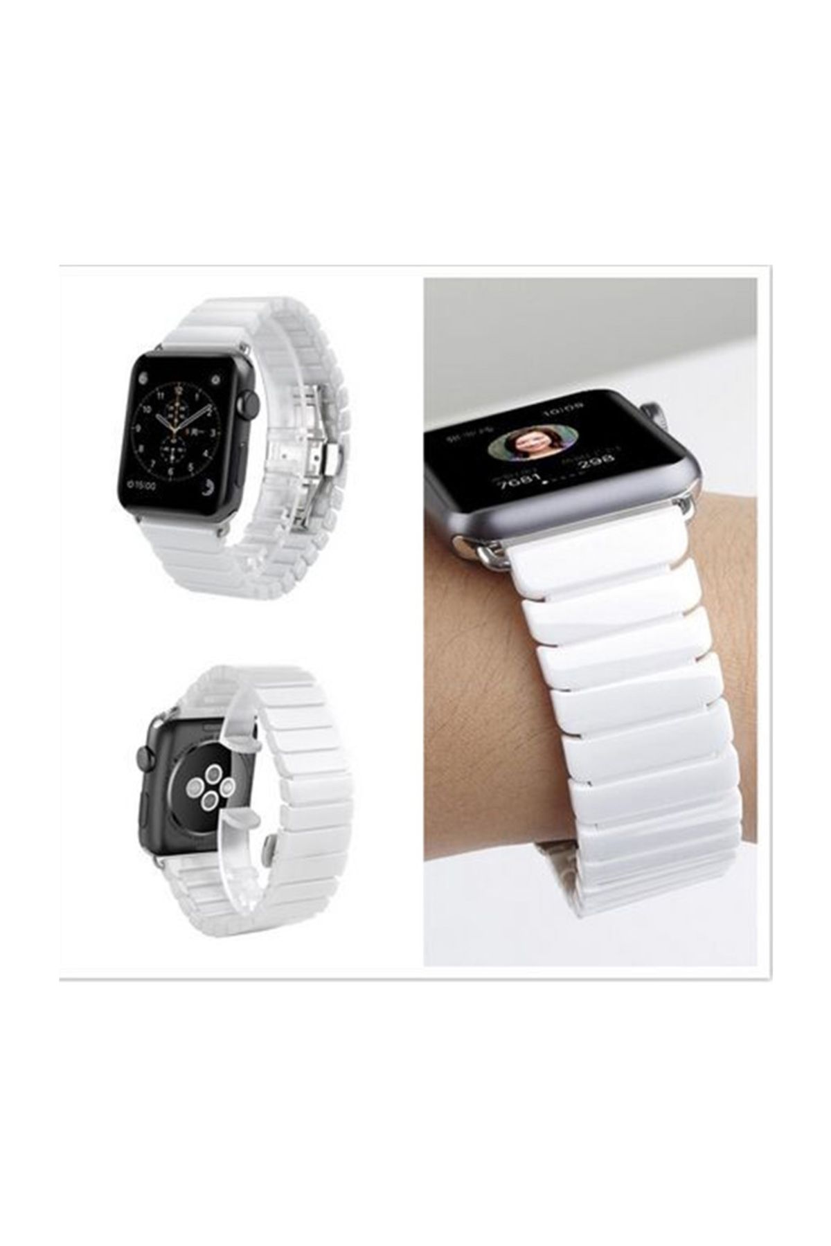 Techmaster Apple Watch 5 6 7 8 9 42 44 45mm Uyumlu Kordon Metal Link Bracelet