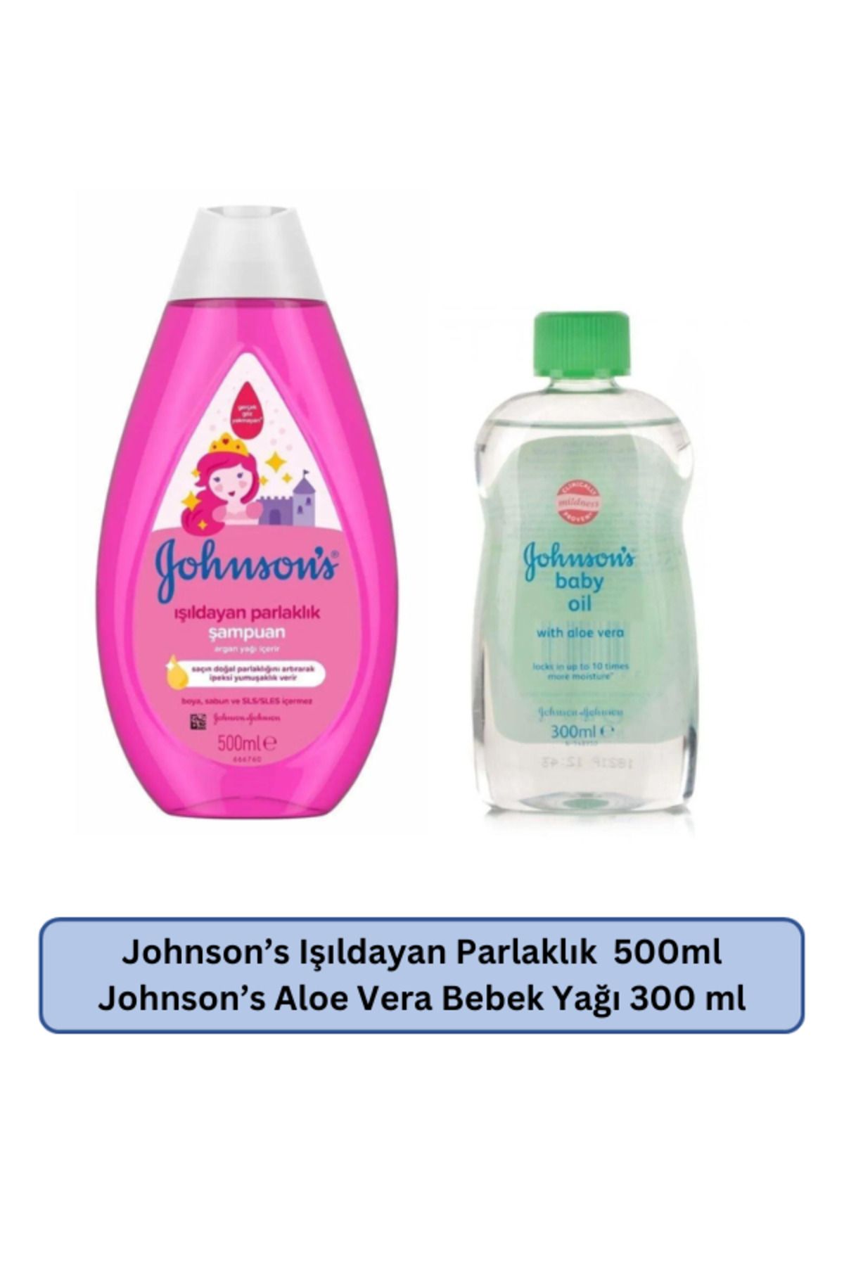Johnson's Işıldayan Parlaklık Bebek Şampuanı 500 ml + Johnson's Baby Aloe Vera Yağı 300ml
