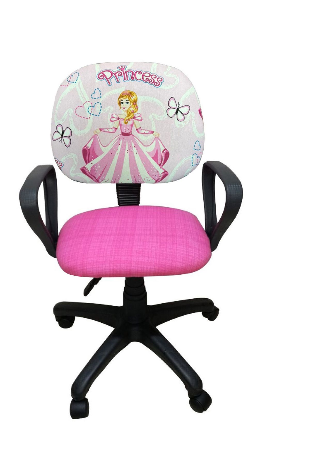 Depolife Çocuk Oyun Faaliyet Çalışma Sandalyesi Prenses Desenli Ofis Koltuğu Tekerlekli Amortisörlü