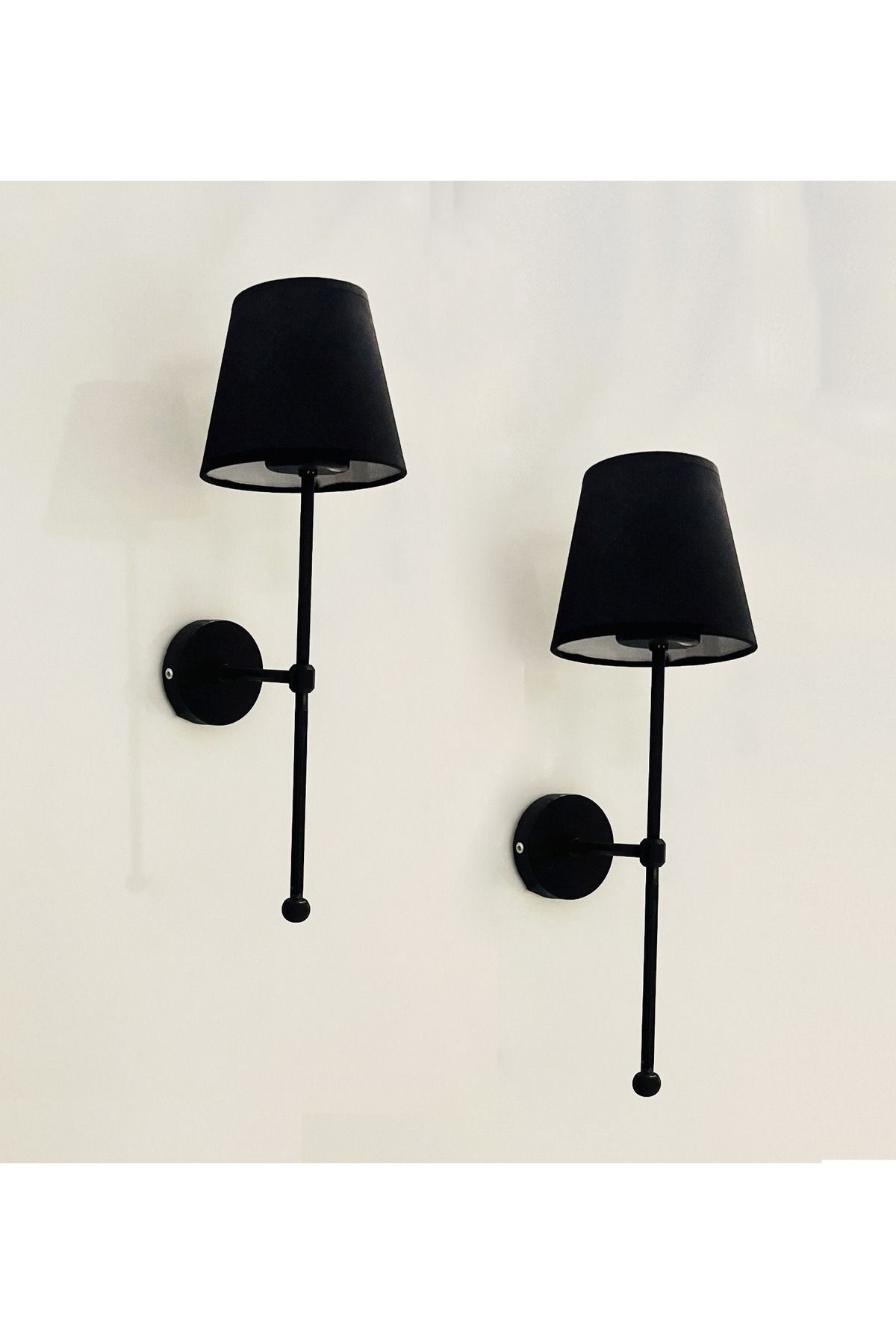 gaziantepavize Saray Siyah Şapkalı Siyah Metal Modern 2 Adet Pilli Aplik - Özel Tasarım Lamba ve Pil Dahildir