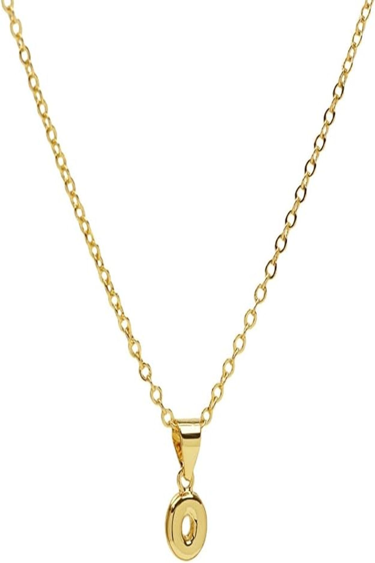 Bourgogne2021 Balon Harfli Altın Kaplama Kolye- Gold Plated Stainless Steel Necklace For Women