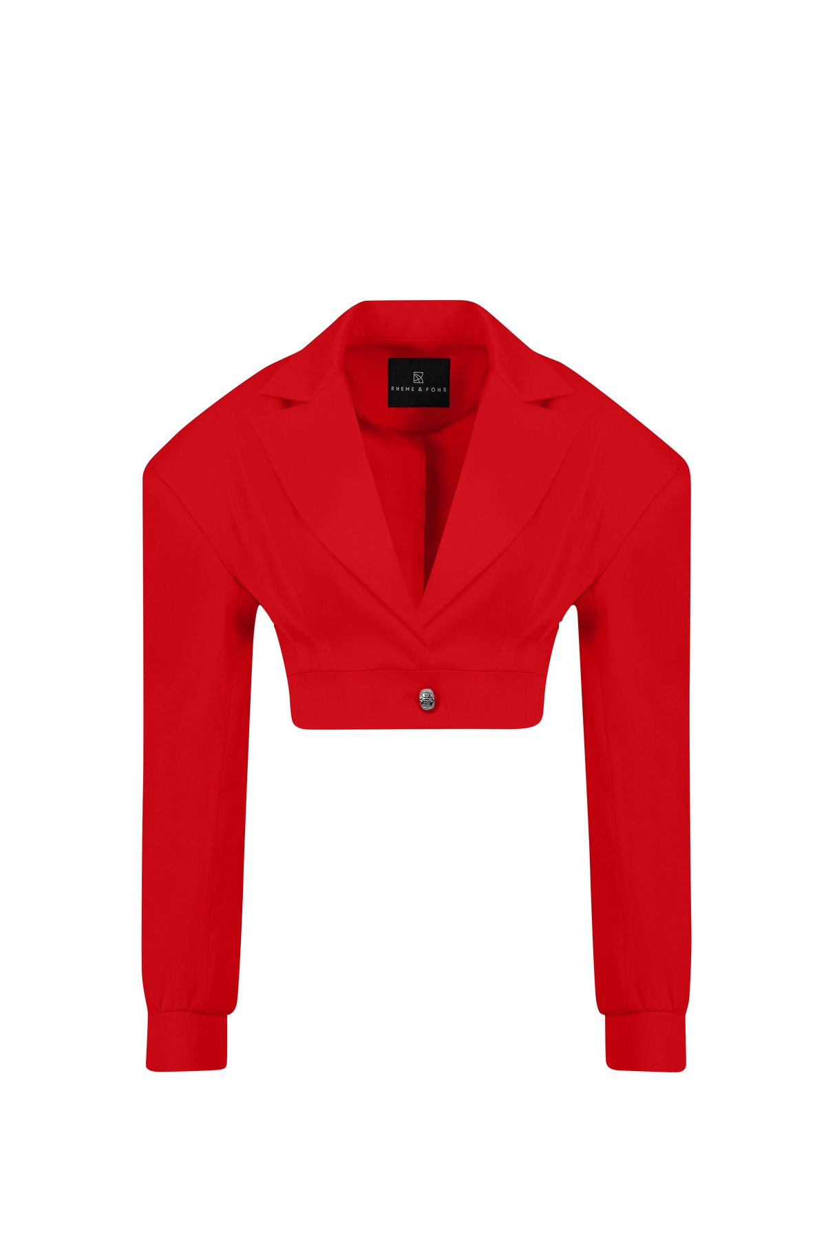 Rheme And Fons Özel Tasarım Couture El Işçiliği Düğme Detay Kırmızı Kadın Blazer Ceket