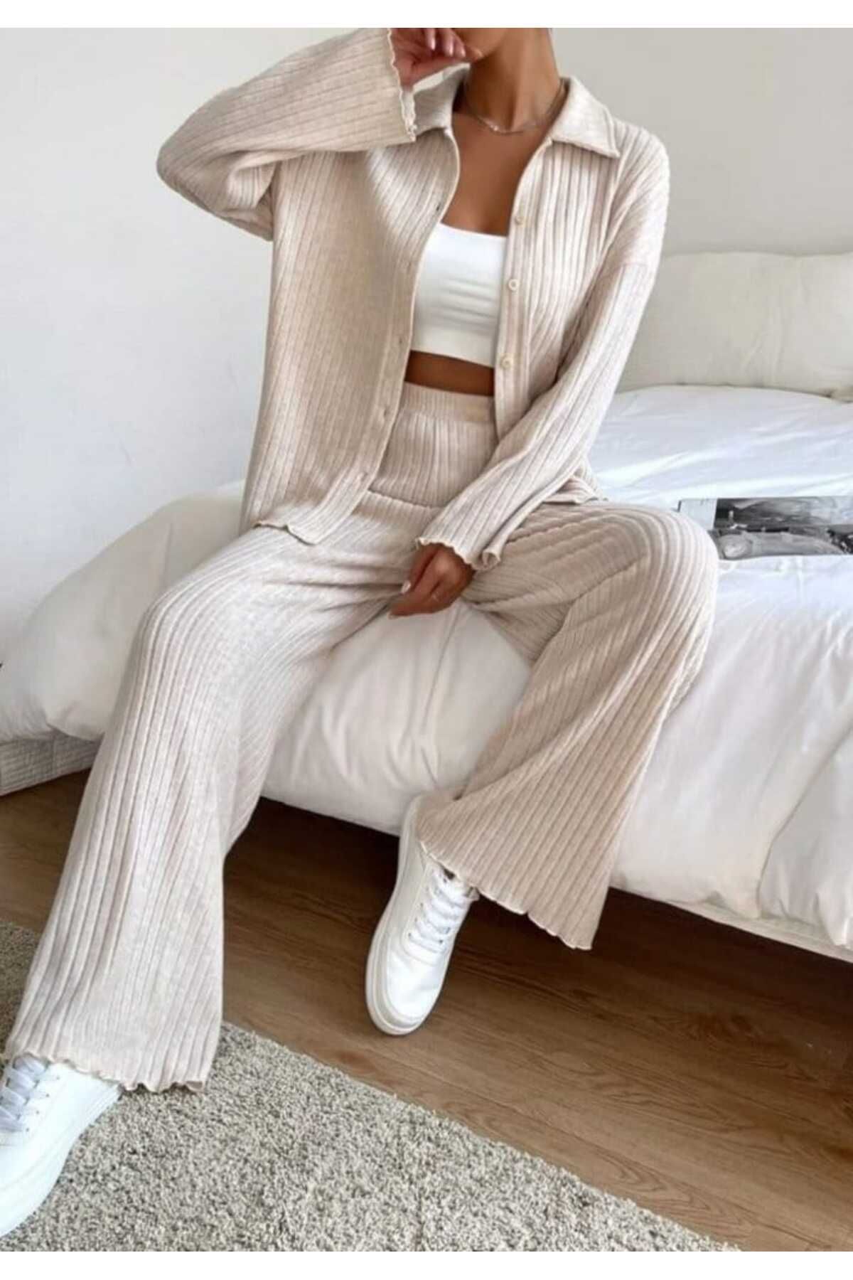 guller tekstil Kadın Gömlekli Pijama Takım Yumoş Kumaş