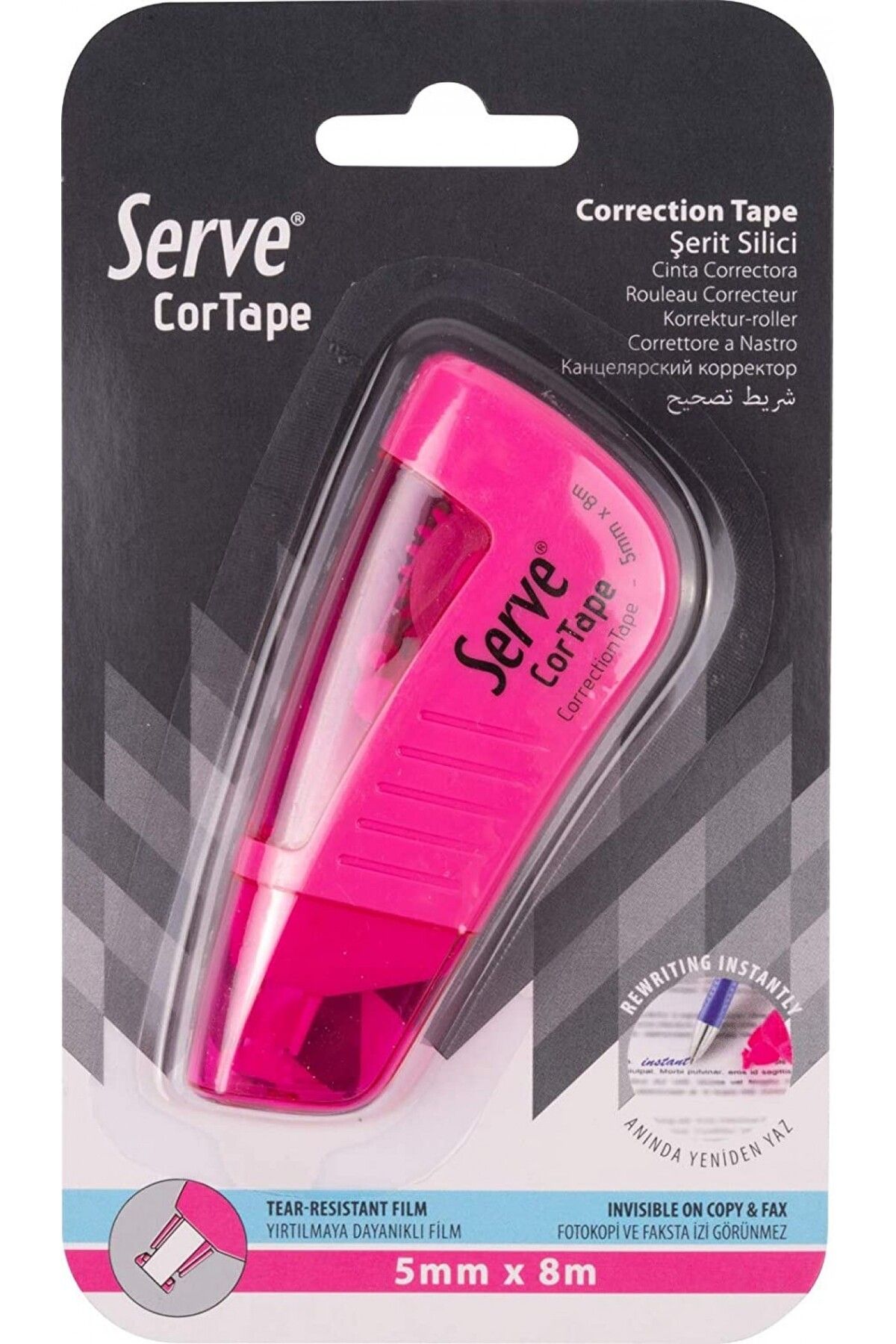 Serve Cortape Şerit Silici 5Mmx8Mt Fosforlu Pembe