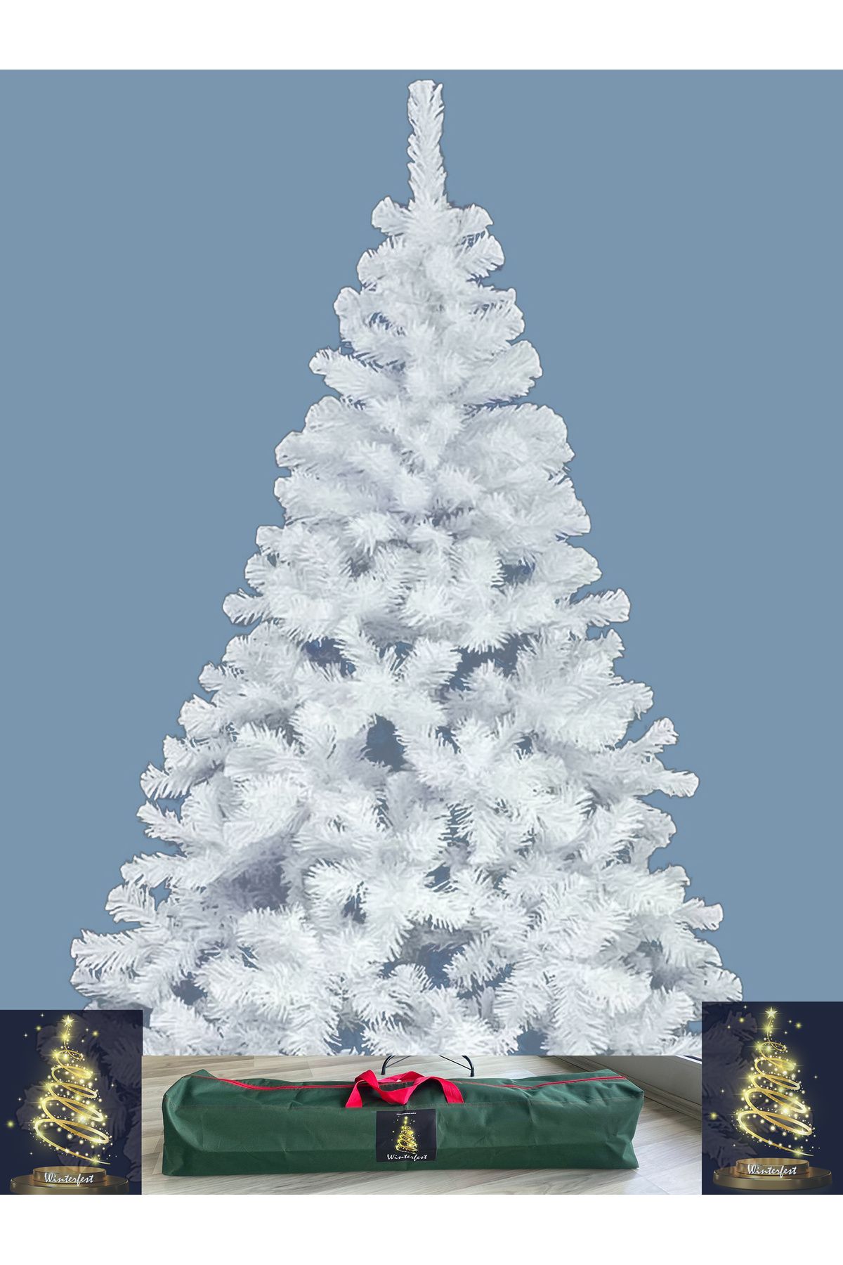 Winterfest Beyaz Yılbaşı Çam Ağacı 150 cm 350 Gür Dal VE ÇANTALI