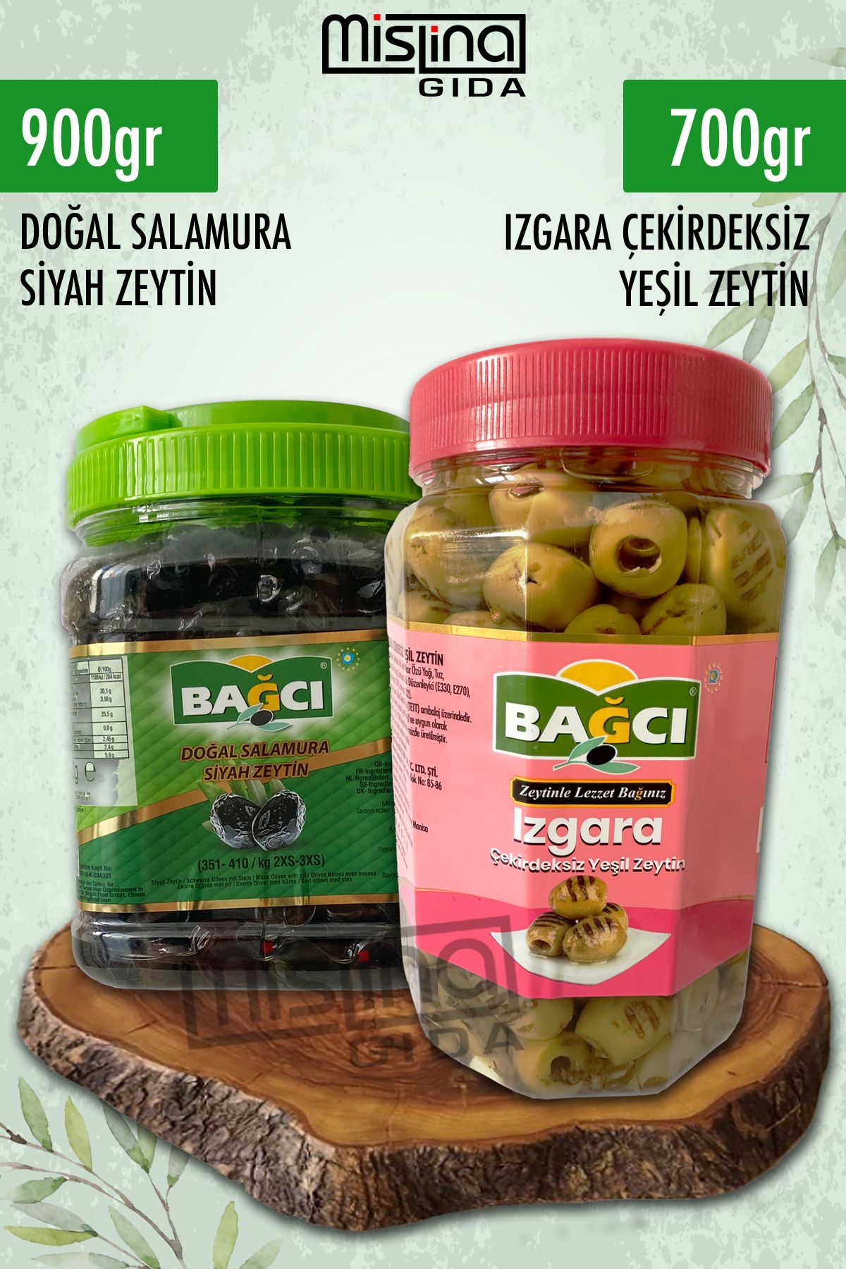 Bağcı Avantaj Paket Siyah Doğal Salamura Zeytin ( 900 gram) ve Yeşil Izgara Zeytin (700 gram)