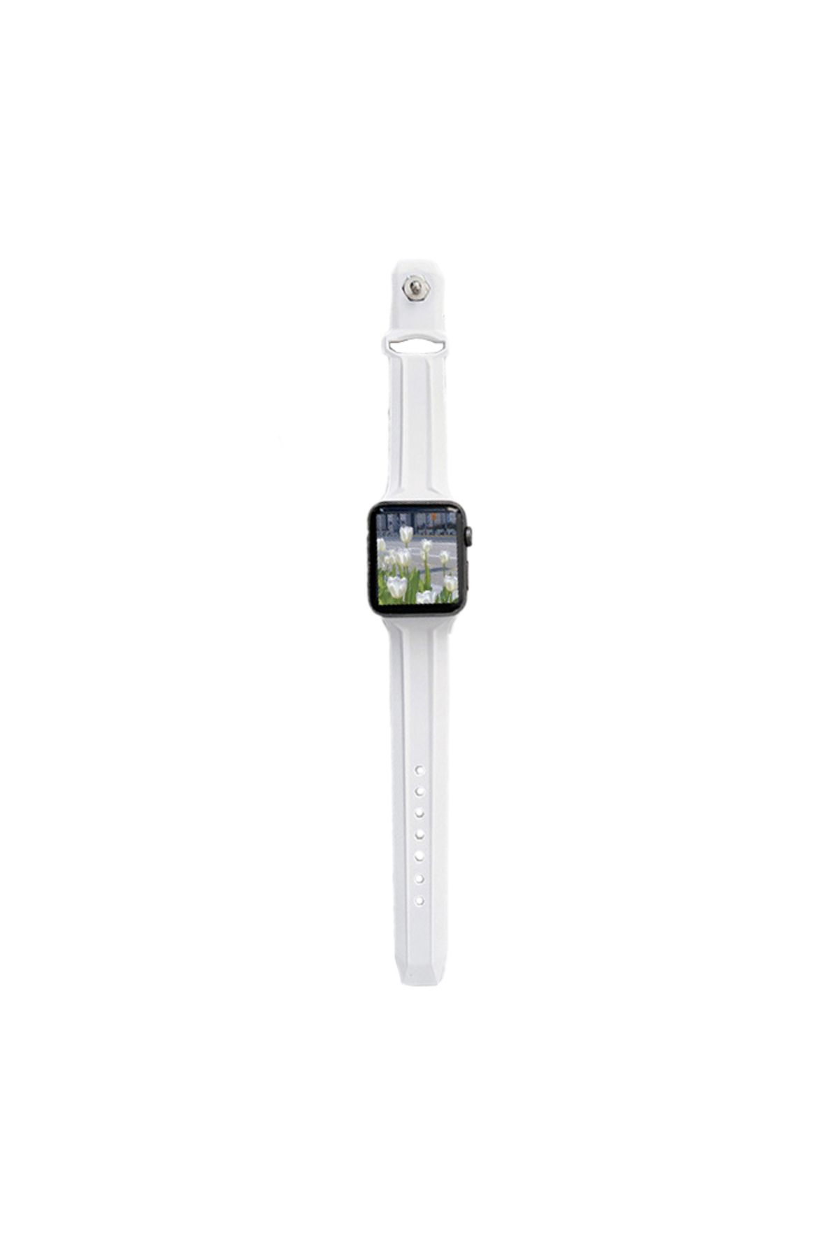 Techmaster Apple Watch 4 5 6 7 8 9 38mm 40mm 41mm Uyumlu Line Silikon Kordon