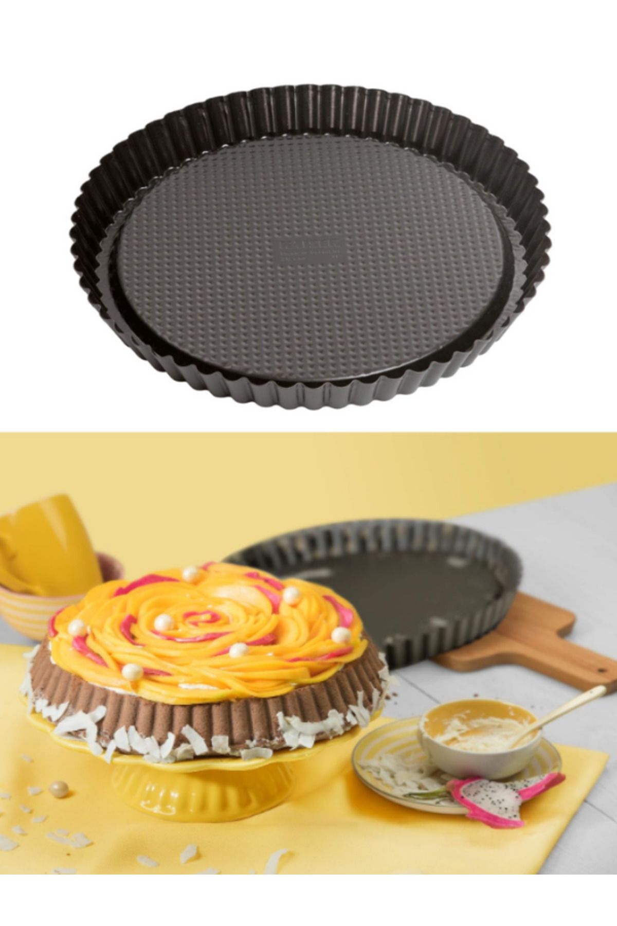 Adrift yapışmaz kaplamalı Granit Torte Model Kek Pasta Kalıbı Dilimli Turta Kek Kalıbı Siyah