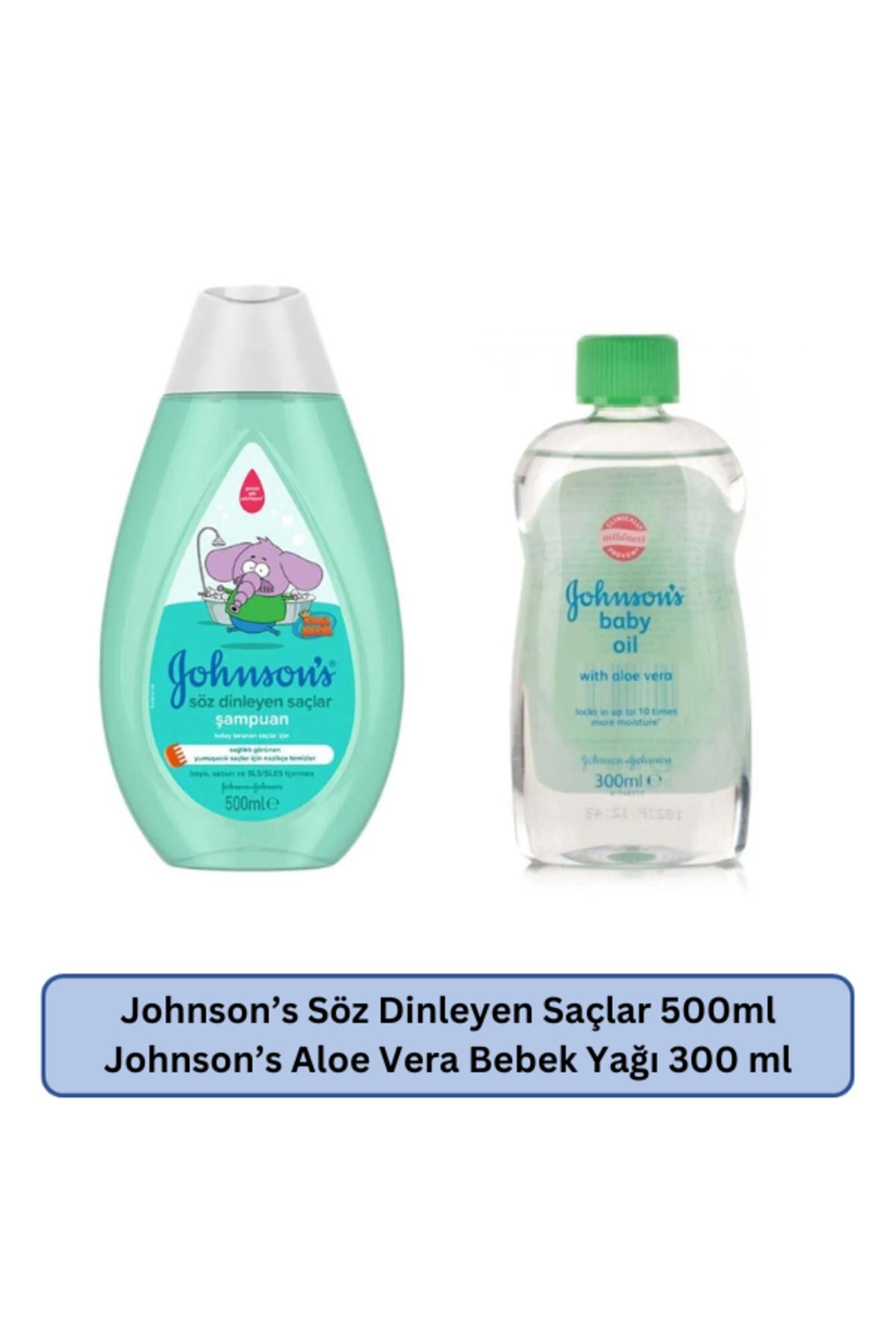 Johnson's Saç Şampuanı & Söz Dinleyen Hassas Saçlar 500ml+ Baby Aloe Vera Yağ 300ml