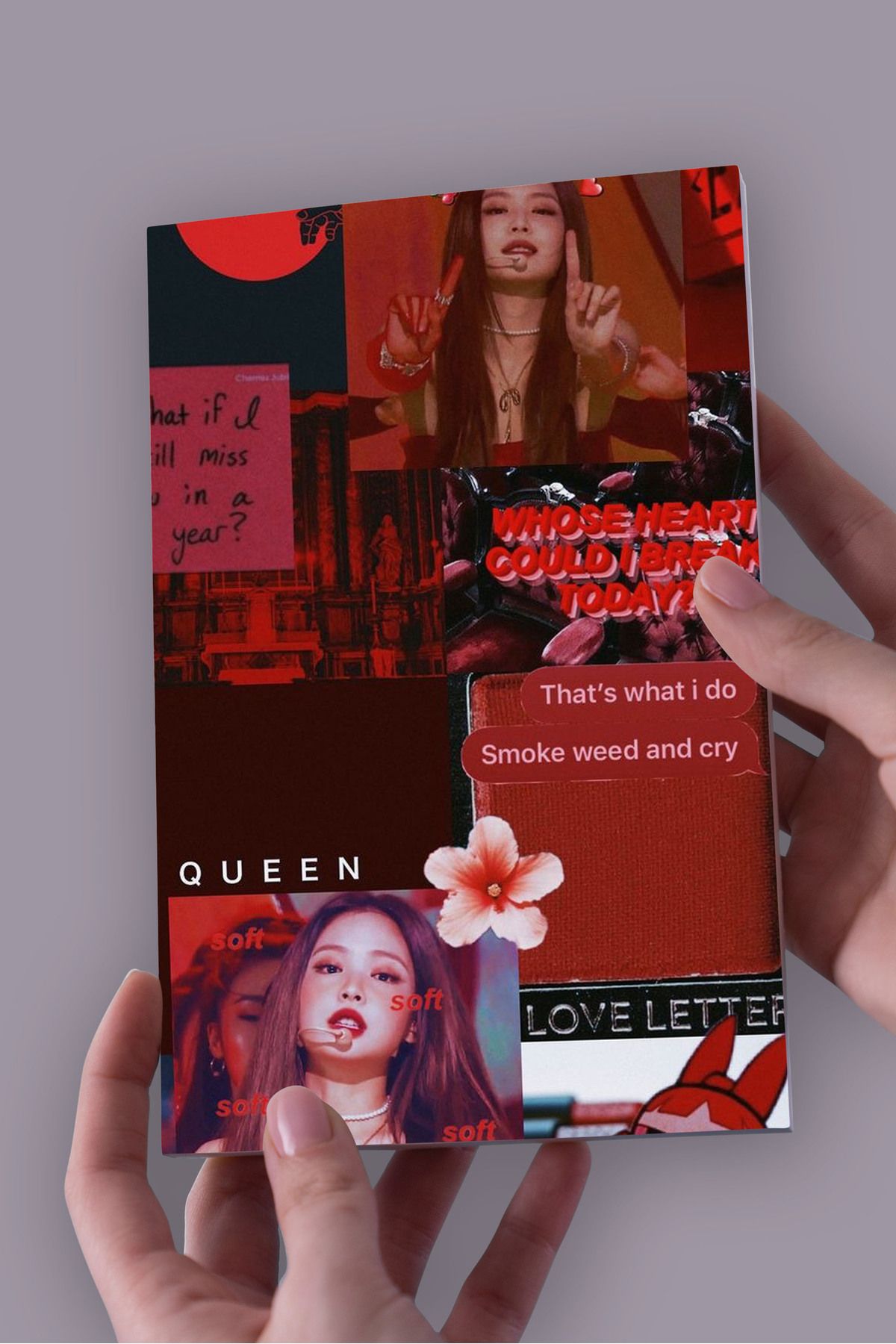 Namgo Jennie Red A5 Çizgisiz Defter (50 Sayfa) Yılbaşı Özel