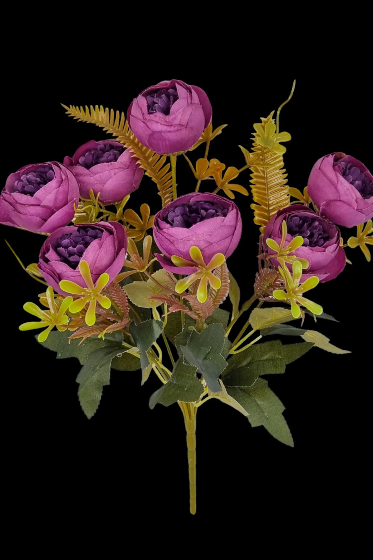 MD Aspiz Flowers 1 Adet Yapay 7lu Lüx Gül Şakayık Demeti Kasımpatı Krizantem Karanfil Erengül Buketi Ev Bitki Kuru