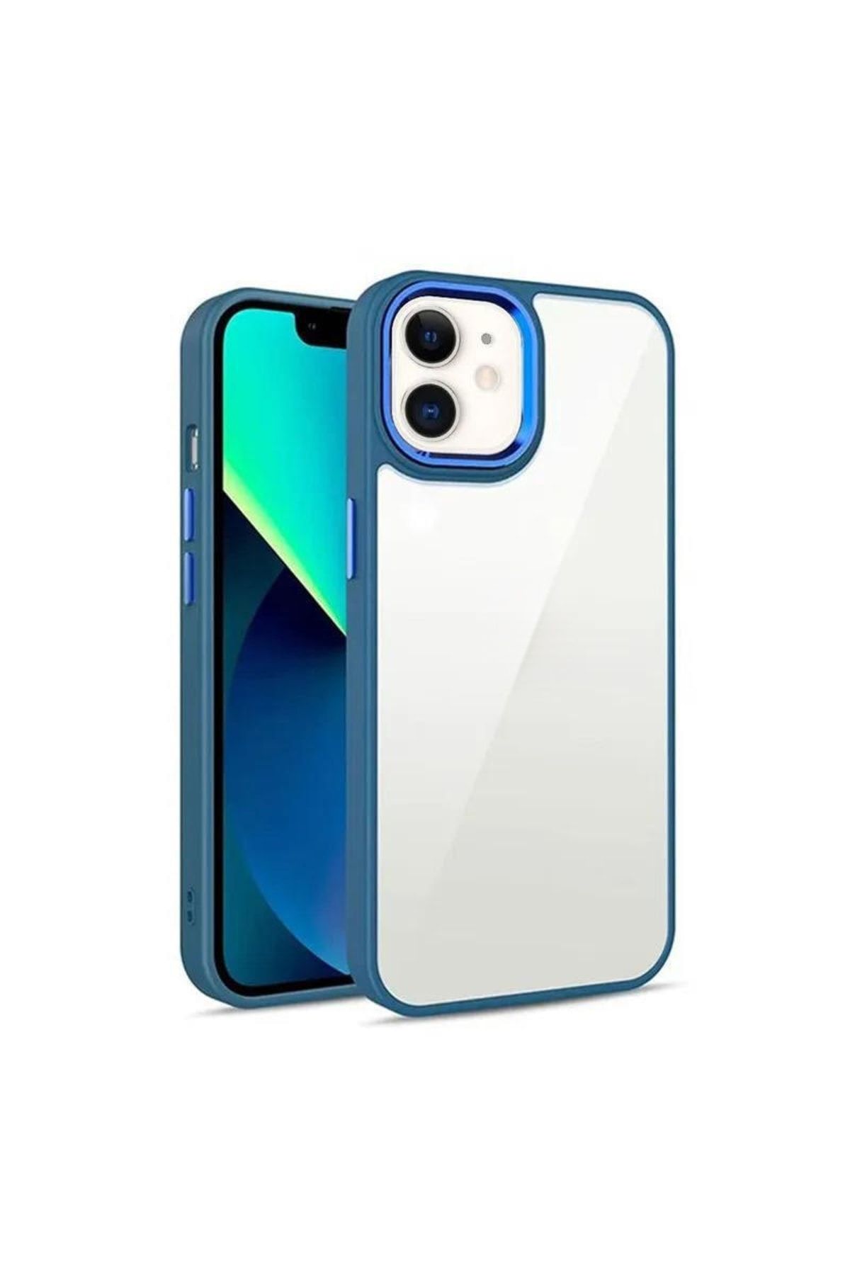 mooodcase Iphone 11 Uyumlu Renkli Nikelaj Krom Kamera Koruma Yükselti Detaylı Kılıf