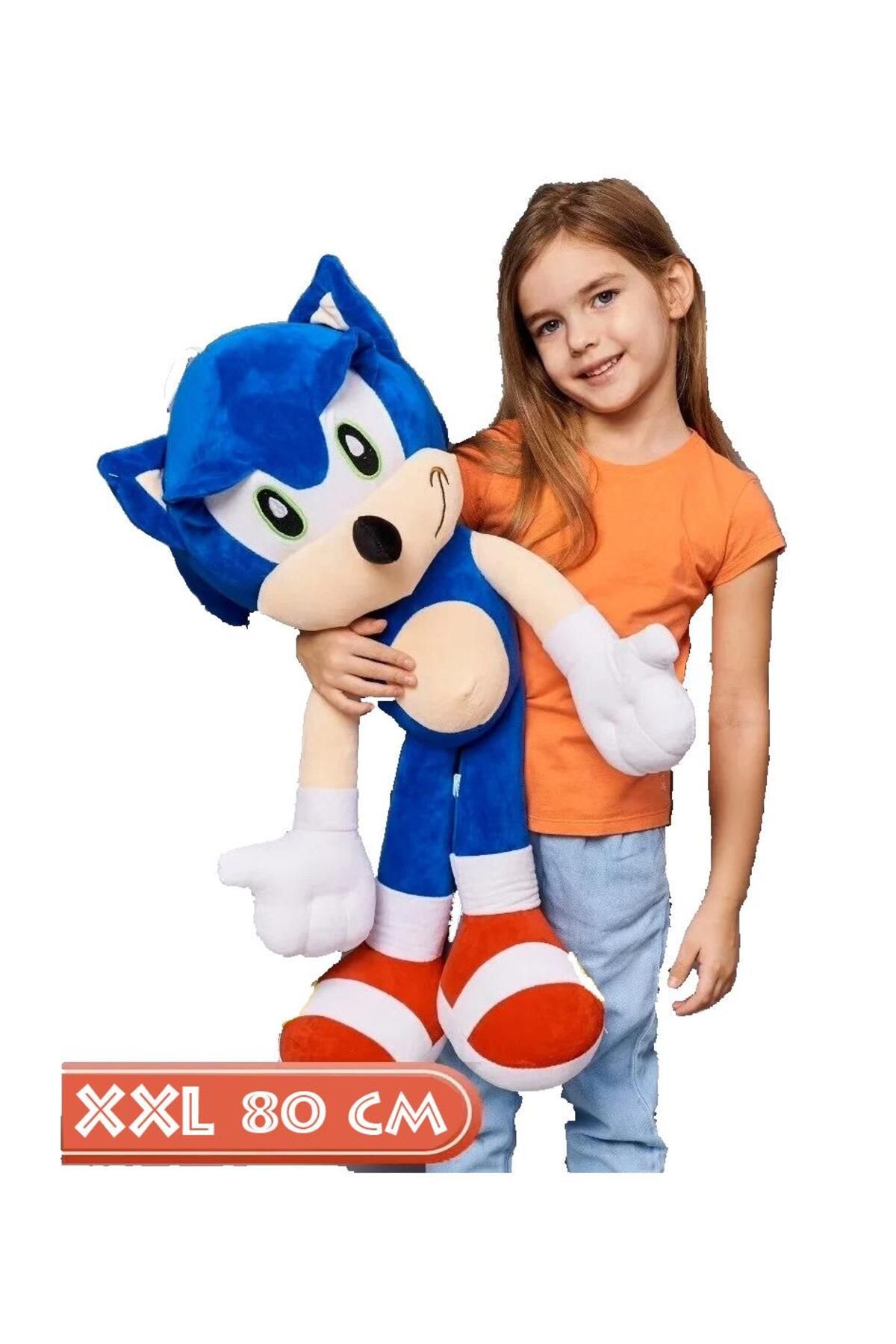 e-life shop Xxl Orijinal Kumaş Sonic Boom Hedgehog Kirpi Sonic Peluş Oyuncak Uyku & Oyun Arkadaşı Dev Boy 80 Cm.