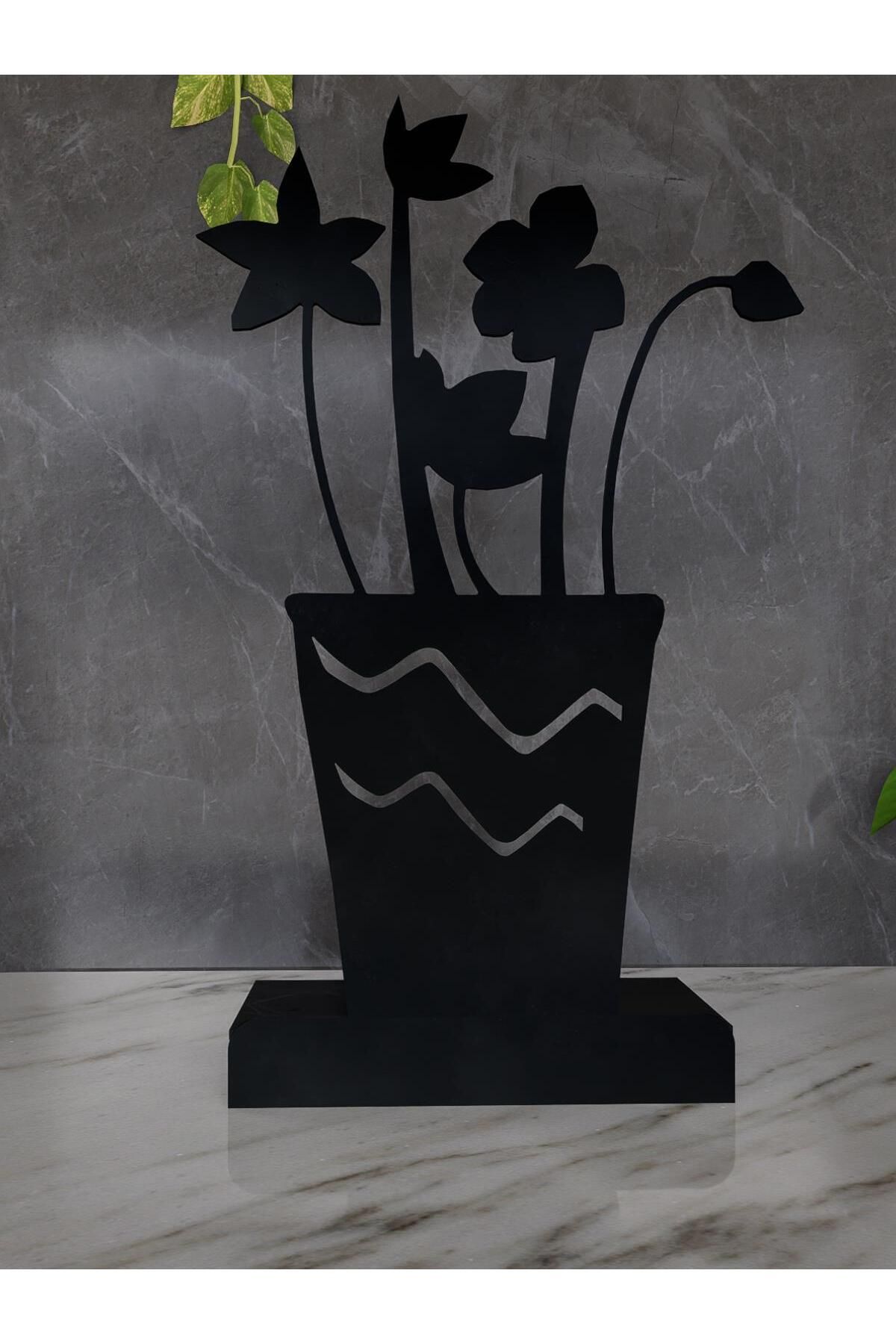 M&C Concept Flower Model - 1 Tekli Metal Mumluk - Siyah