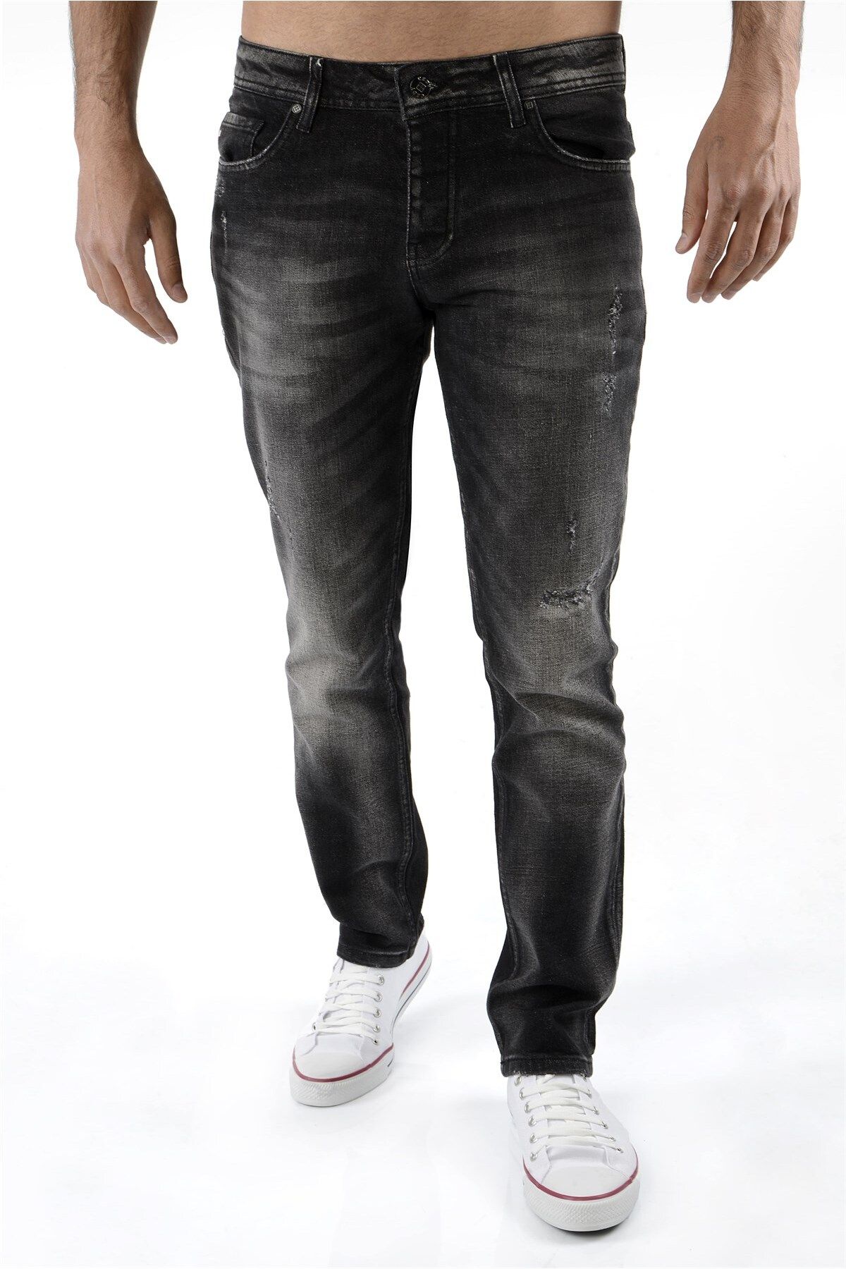 CEDY DENIM Erkek Siyah Kot Pantolon Slim Fit Jean - C326