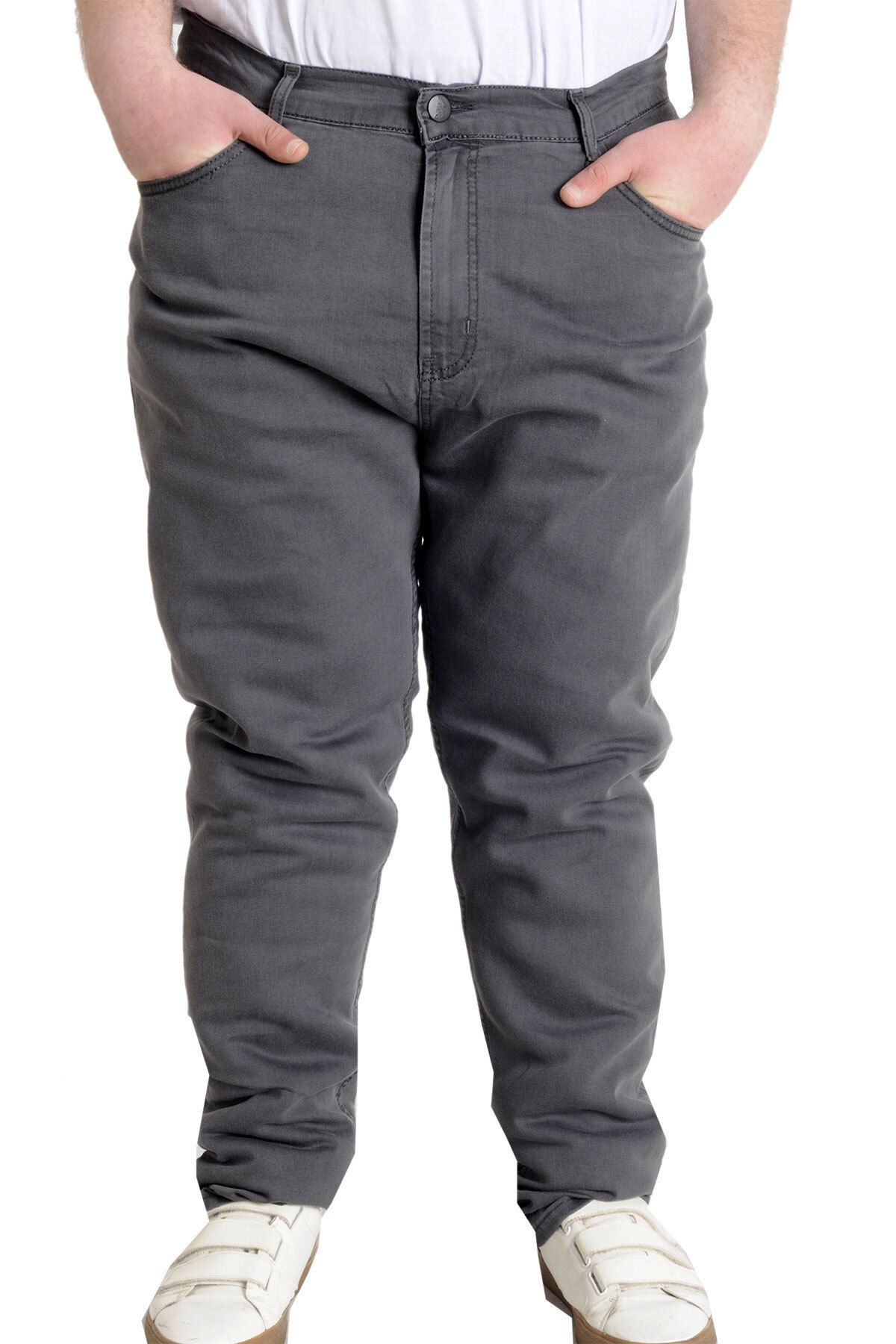 Modexl Mode Xl Büyük Beden Erkek Pantolon Kot Klasik 5cep Focus 23904 Gri