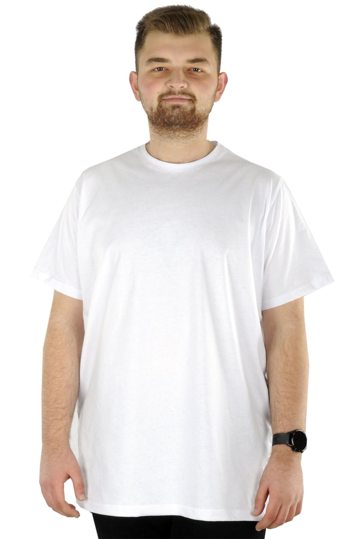 Modexl Mode Xl Büyük Beden Erkek T-shirt Basic 20031 Beyaz
