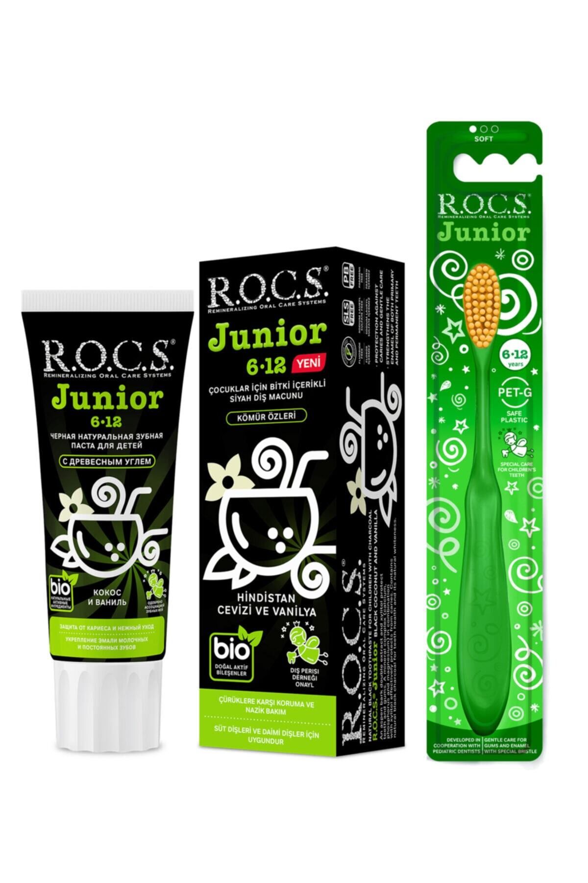 R.O.C.S. Rocs Junıor 6-12 Hindistan Cevizi & Vanilyalı Diş Macunu Ve Diş Fırçası Seti (yeşil)