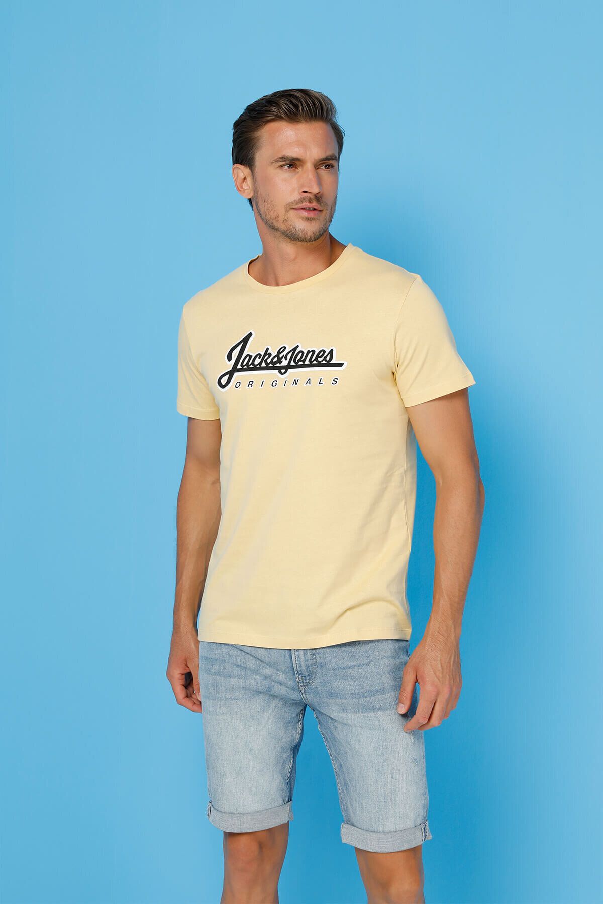 Jack & Jones JORREGGIE TEE SS CREW NEC Sarı Erkek Kısa Kol T-Shirt