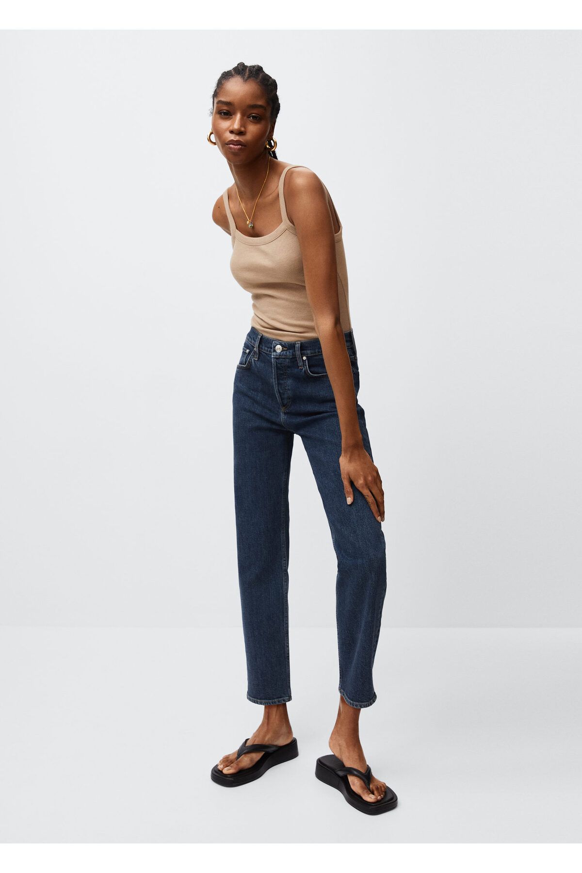 MANGO Kısa Paçalı Orta Bel Yükseklikli Slim Fit Jean