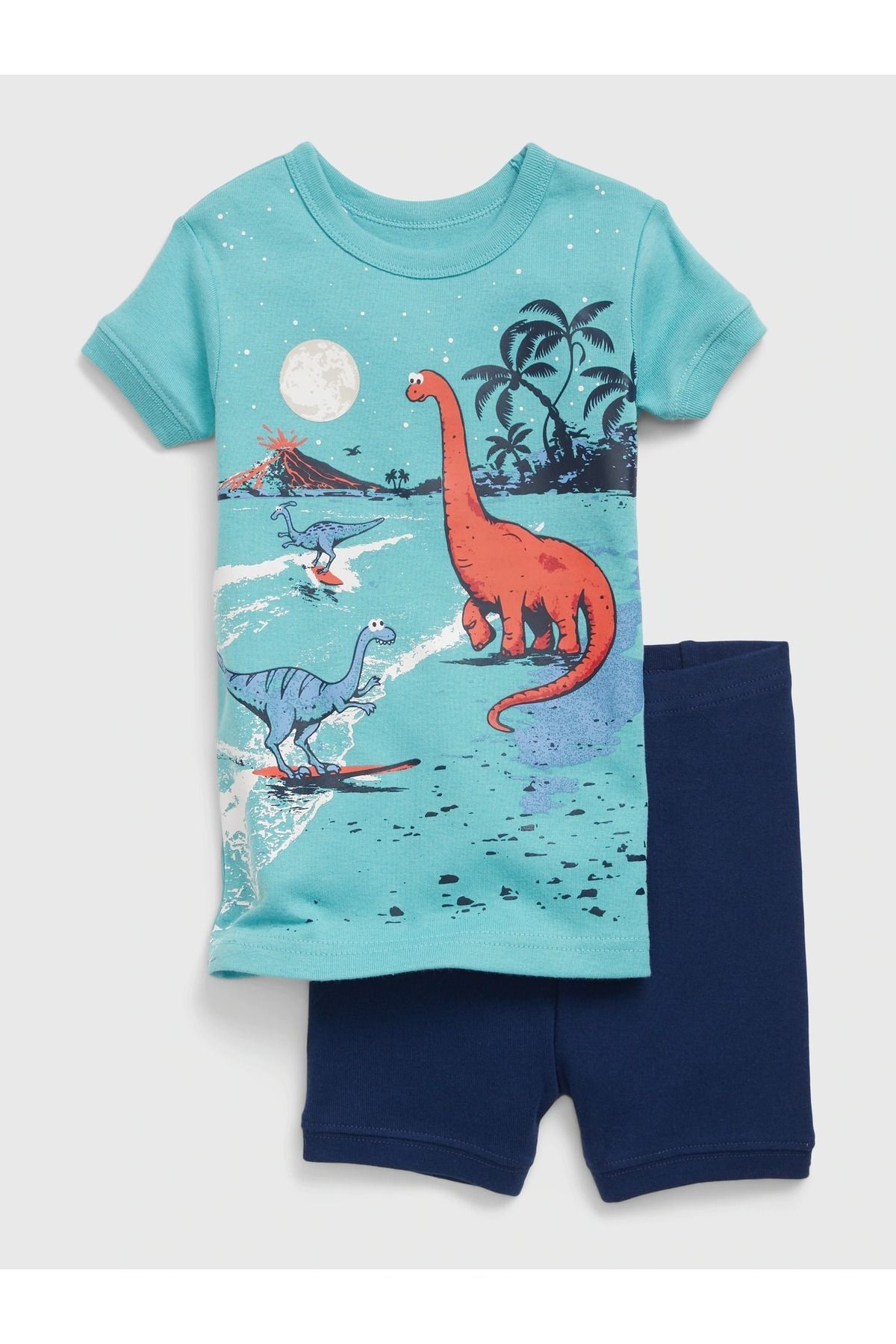 GAP Kız Bebek Mavi 100% Organik Pamuk Pijama Seti