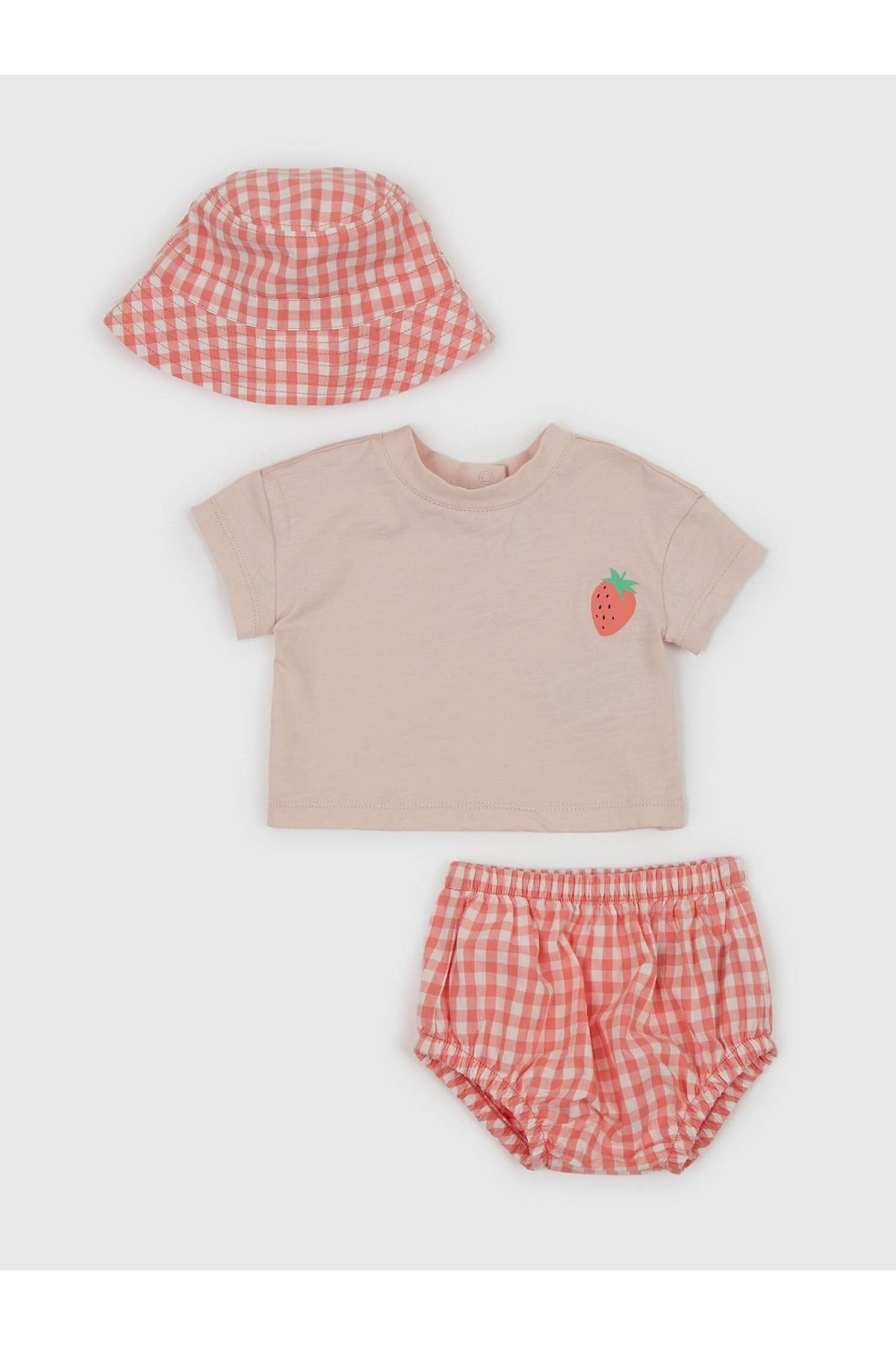 GAP Kız Bebek Pembe Kareli Outfit Set