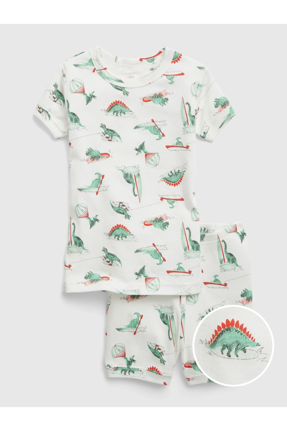 GAP Erkek Bebek Kırık Beyaz %100 Organik Pamuk Desenli Pijama Takım