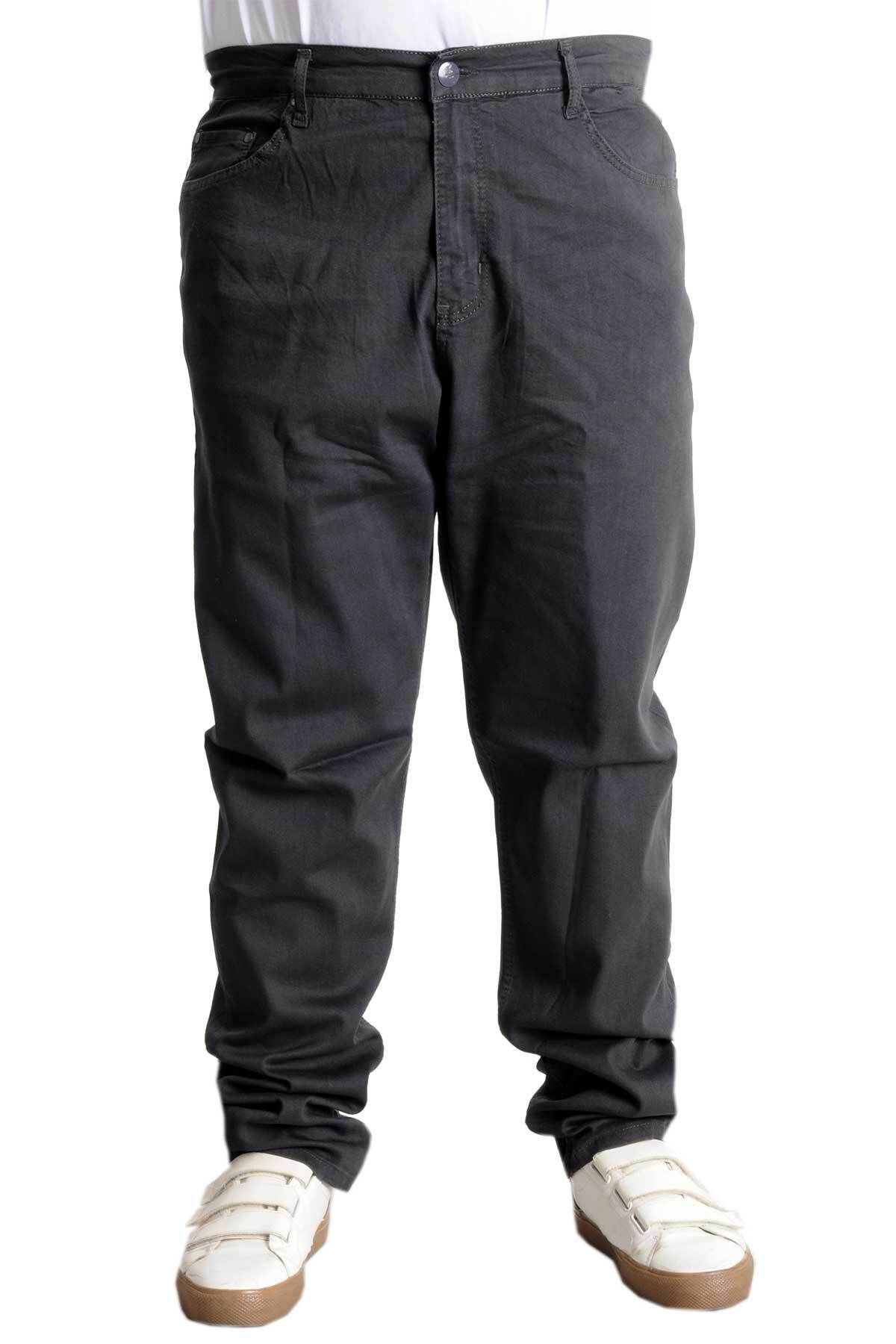Modexl Mode XL Büyük Beden Pantolon Kot Klasik Focus 23922 Füme