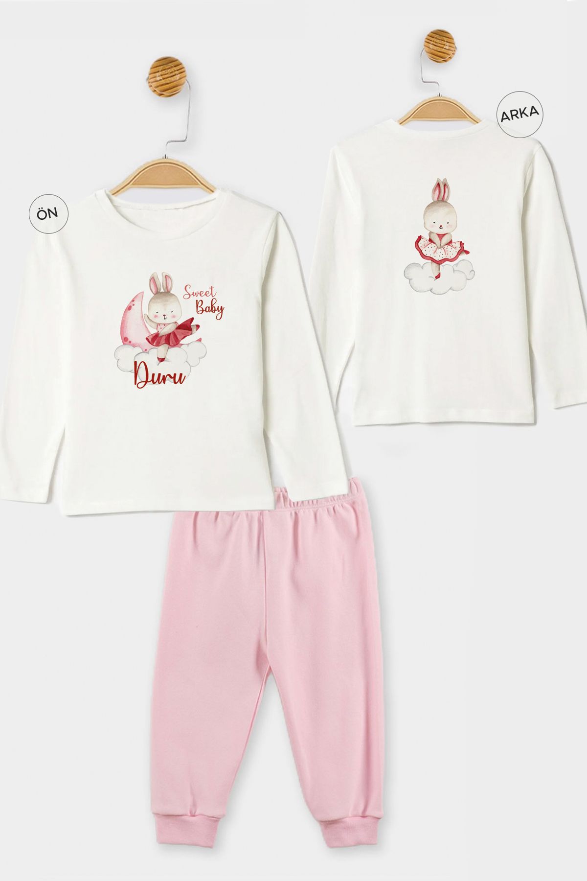 Homamia Isme Özel Organik Kız Bebek Pijama Takımı