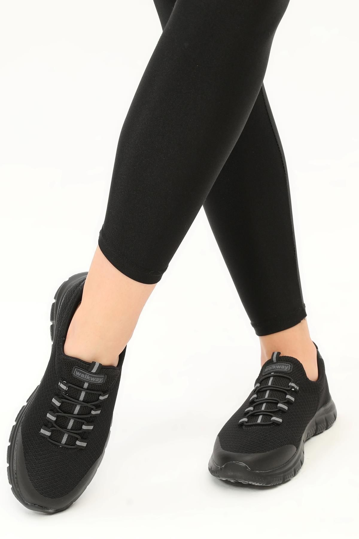 WALKWAY Flexible Siyah-siyah Unisex Bağcıksız Yürüyüş Ayakkabı