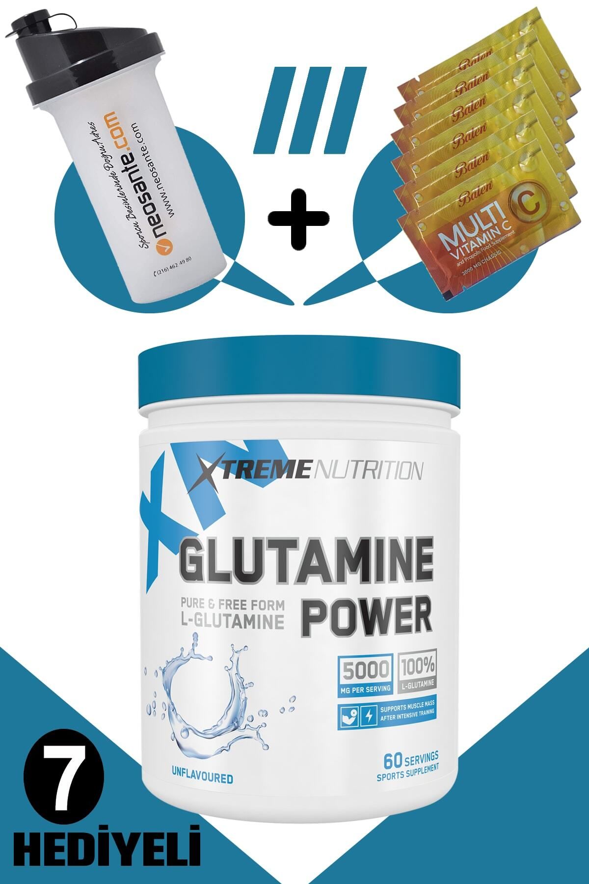 Xtreme Nutrition Xtreme Glutamine Power 300 gr - 60 Porsiyon + 7 (Shaker + 6 Adet Multi C Saşe)