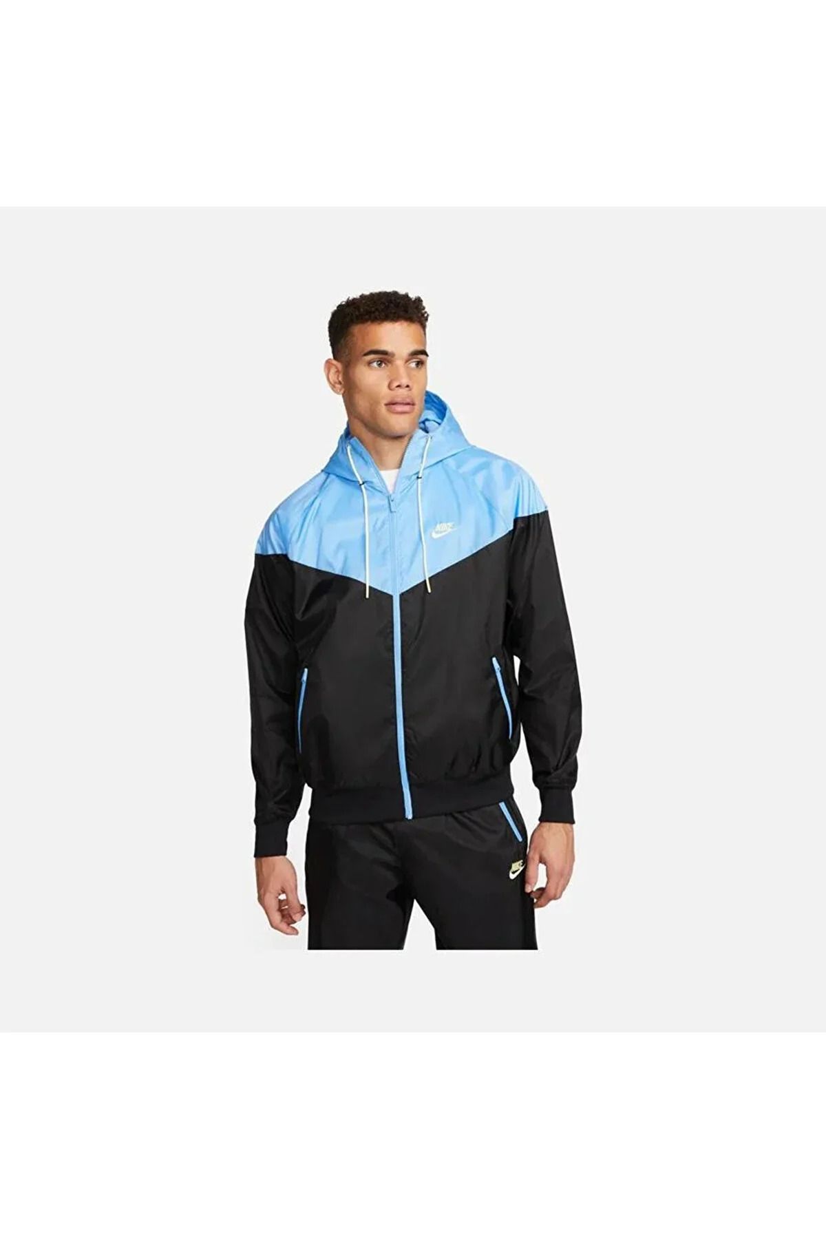 Nike Sportswear Windrunner Full Fermuarlı Hoodie Siyah/Mavi Erkek Günlük Ceket